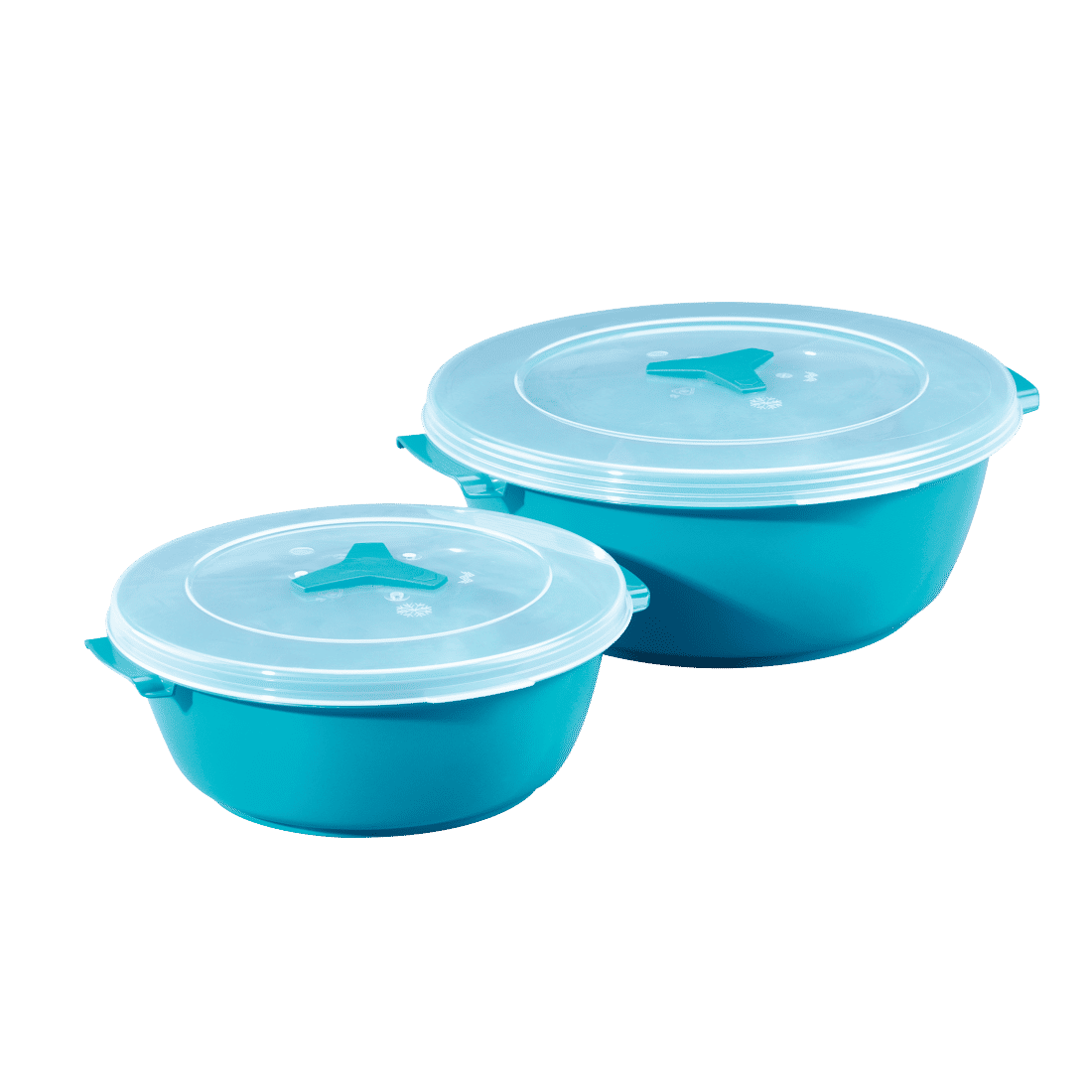 XAVAX 111525 "Round" Microwave / Freezer Container Set, 2 Pcs., turquoise / burgundy