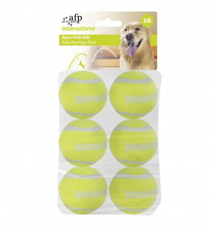 All For Paws Interactive Hyper Fetch Tennis Balls - 6 pcs