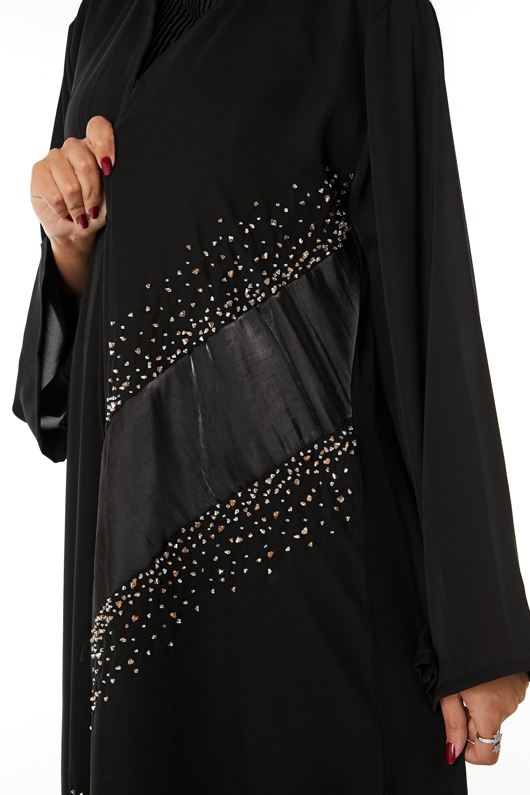 MOiSTREET Black Nida Embellished Abaya