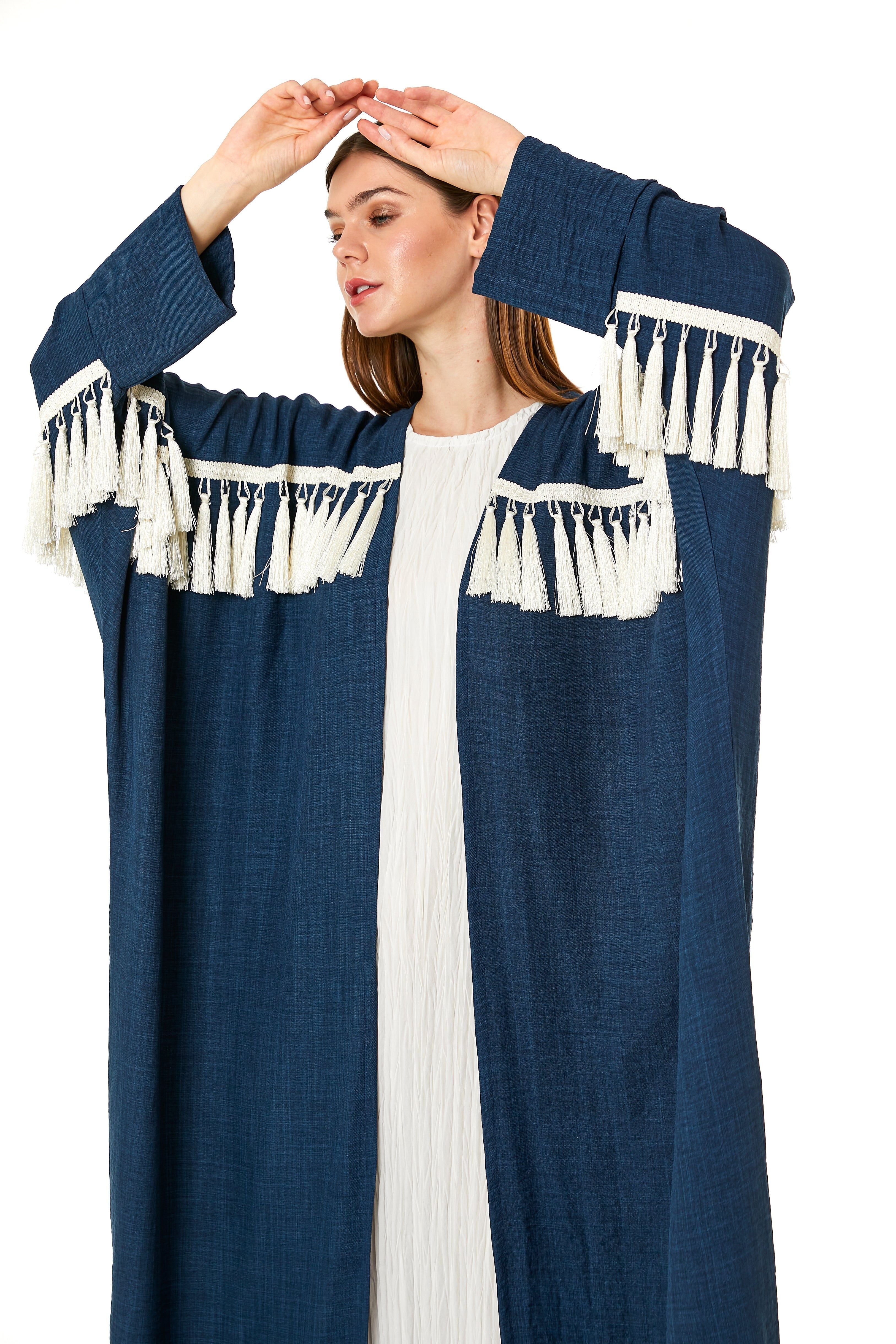 MOiSTREET Navy CEY Melange Abaya