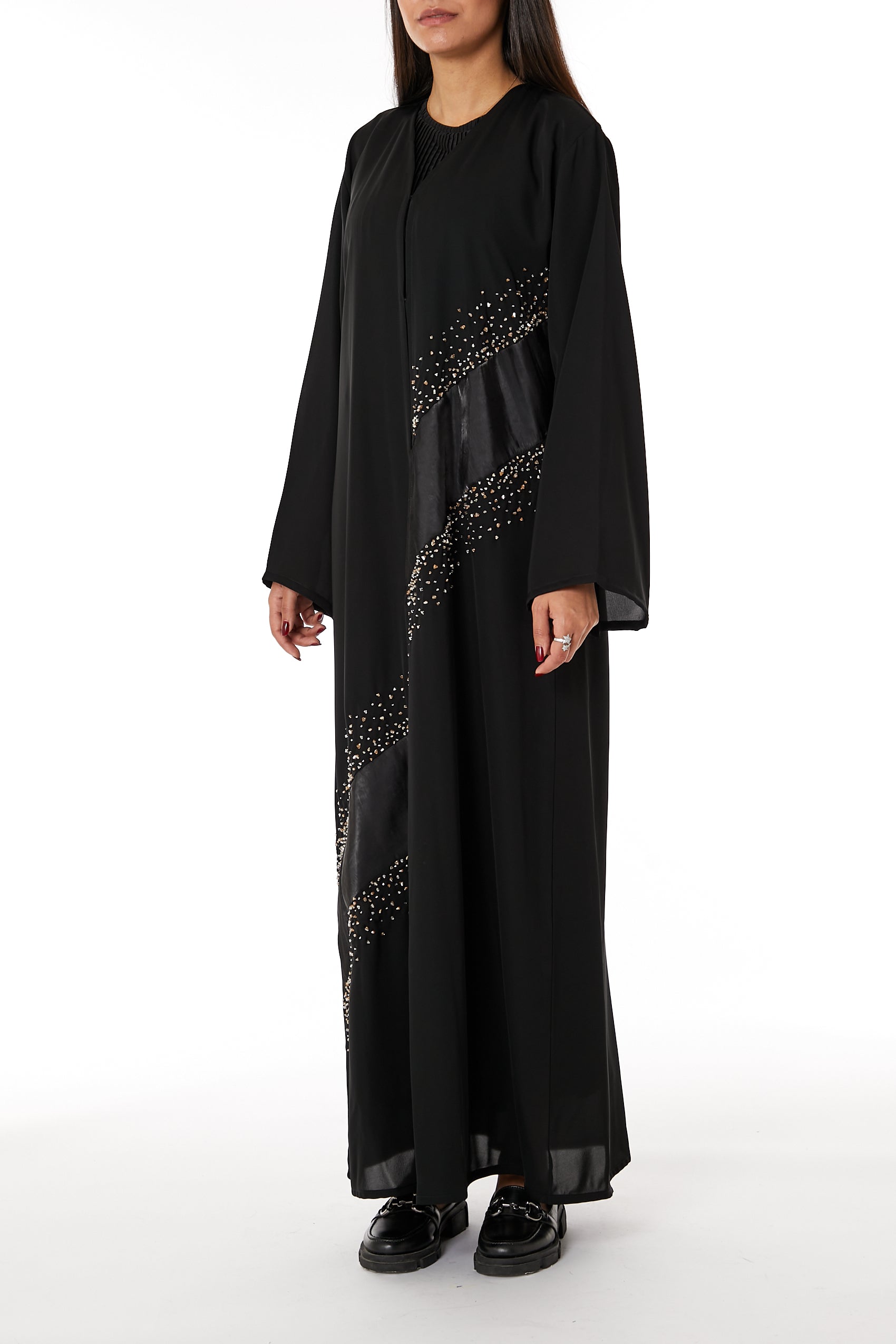 MOiSTREET Black Nida Embellished Abaya