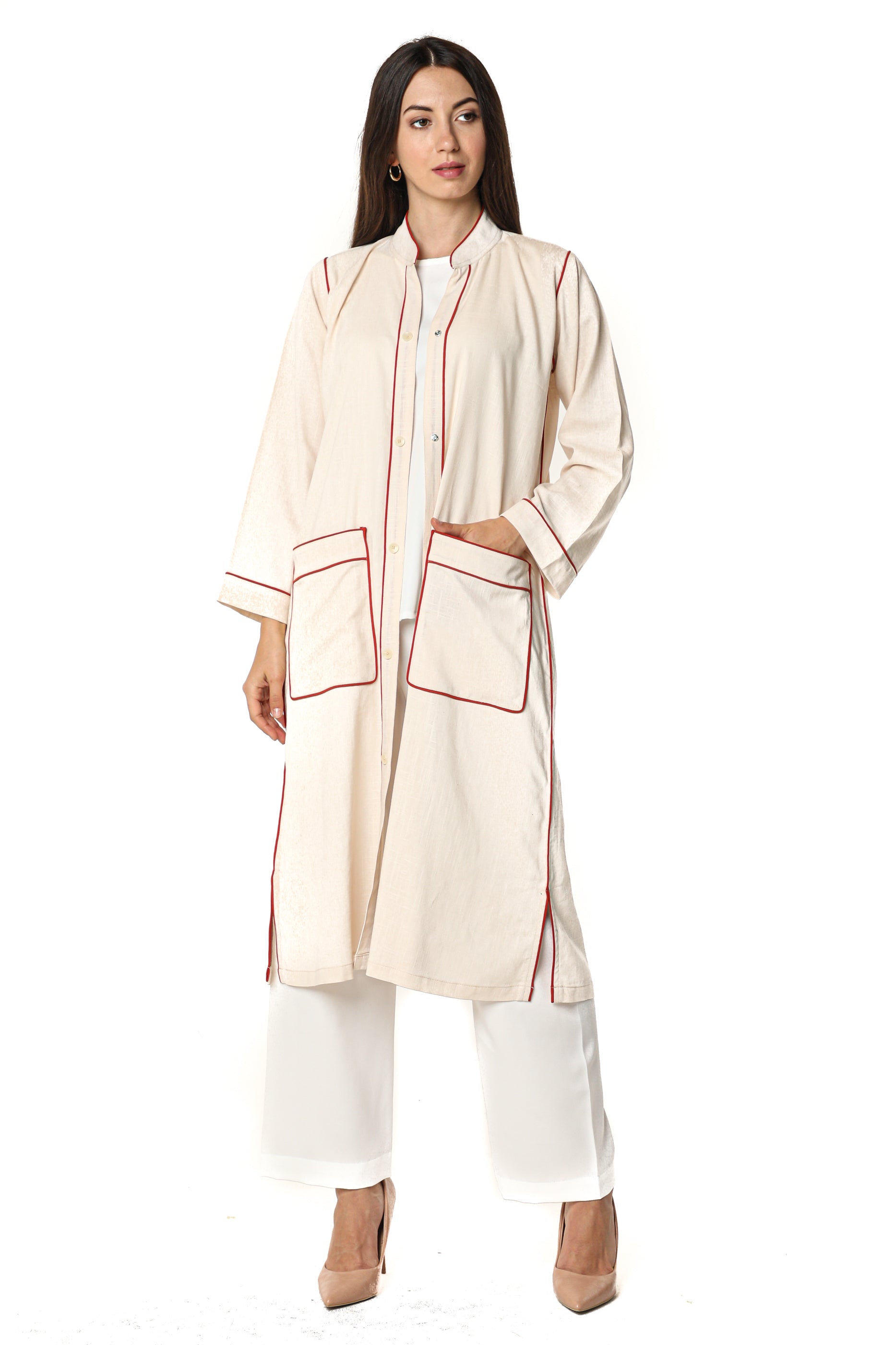 MOiSTREET Linen Fabric with Crepe Top and Pants