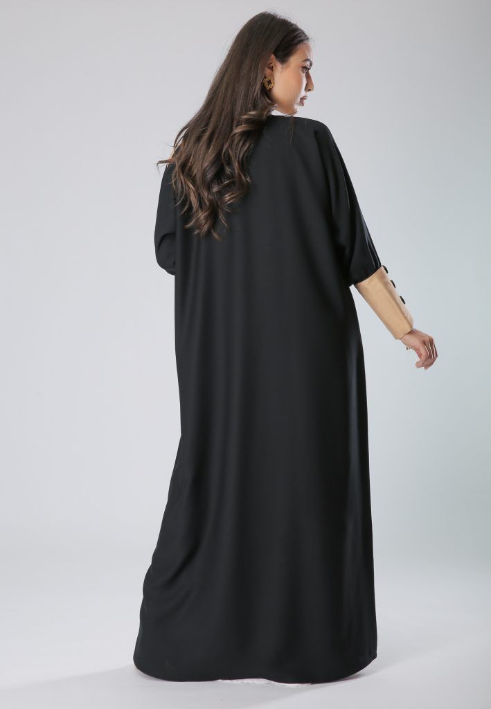MOiSTREET Beige and Black Fusion Abaya