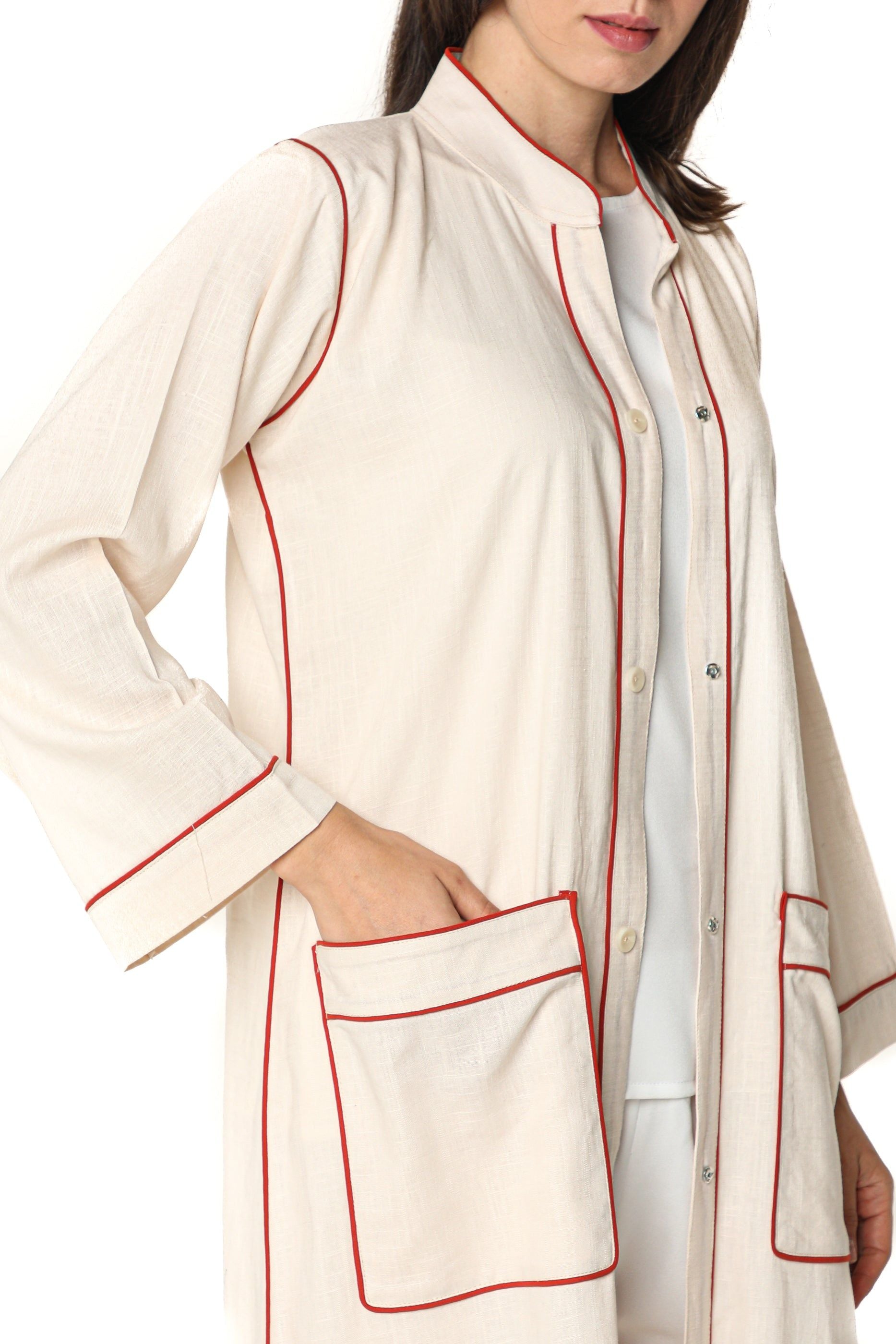 MOiSTREET Linen Fabric with Crepe Top and Pants