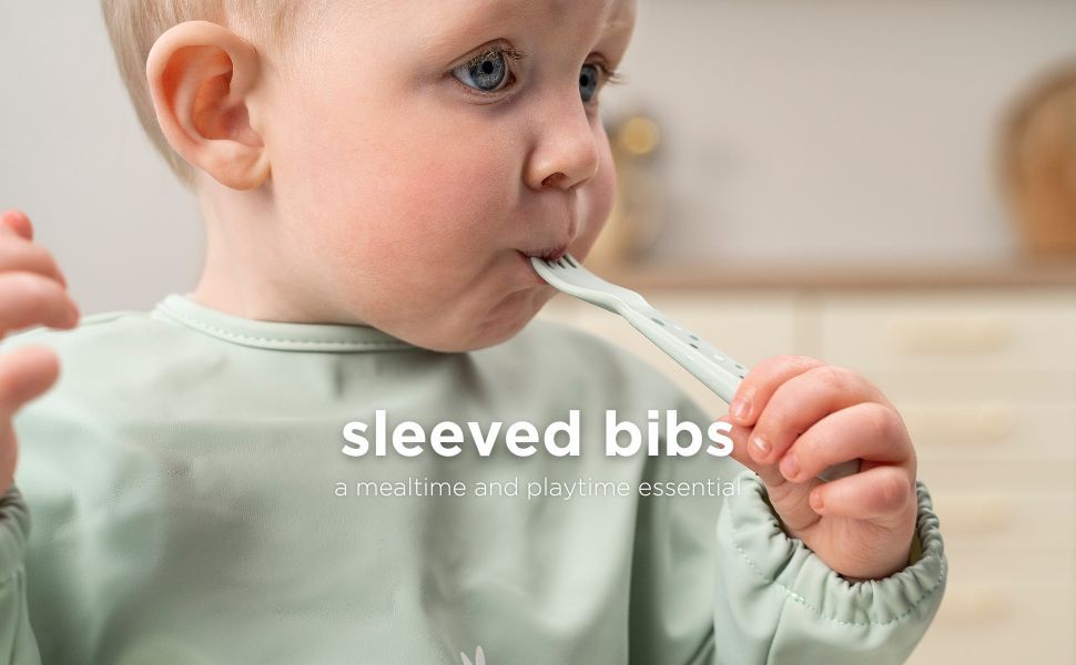 Done By Deer Sleeved Pocket Bib Croco Green