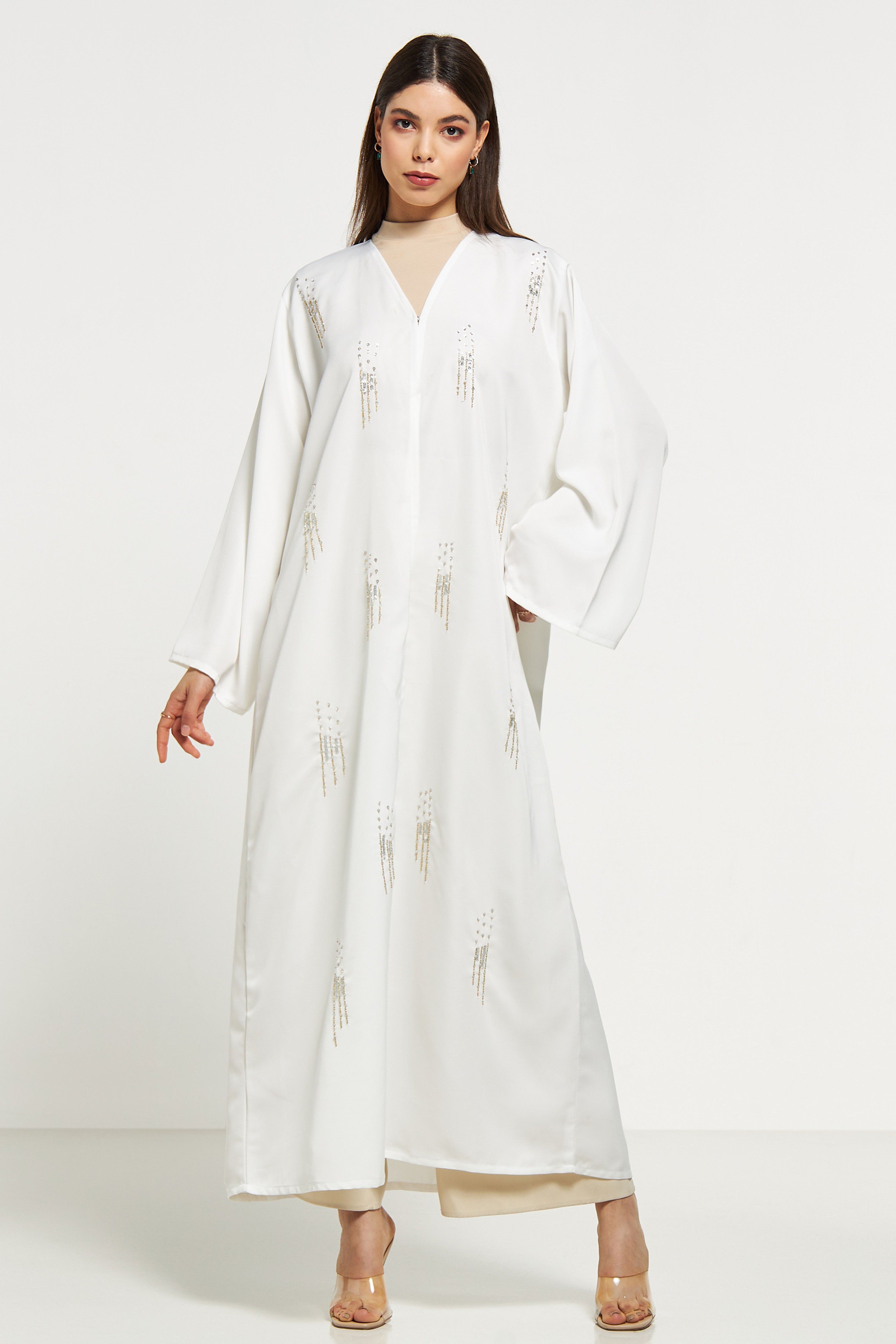 MOiSTREET Sequin Embellished Abaya with Sheila