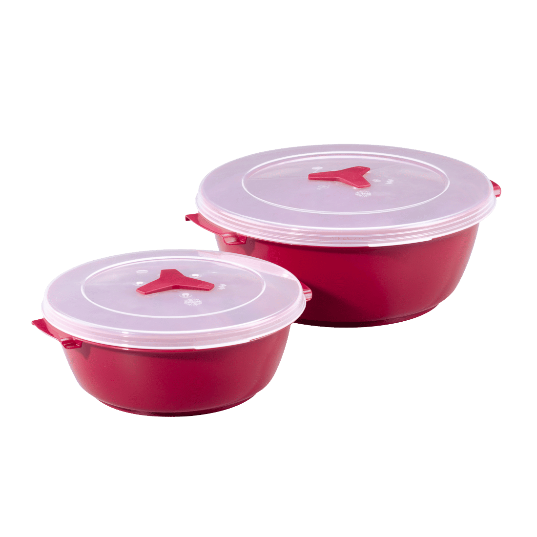 XAVAX 111525 "Round" Microwave / Freezer Container Set, 2 Pcs., turquoise / burgundy