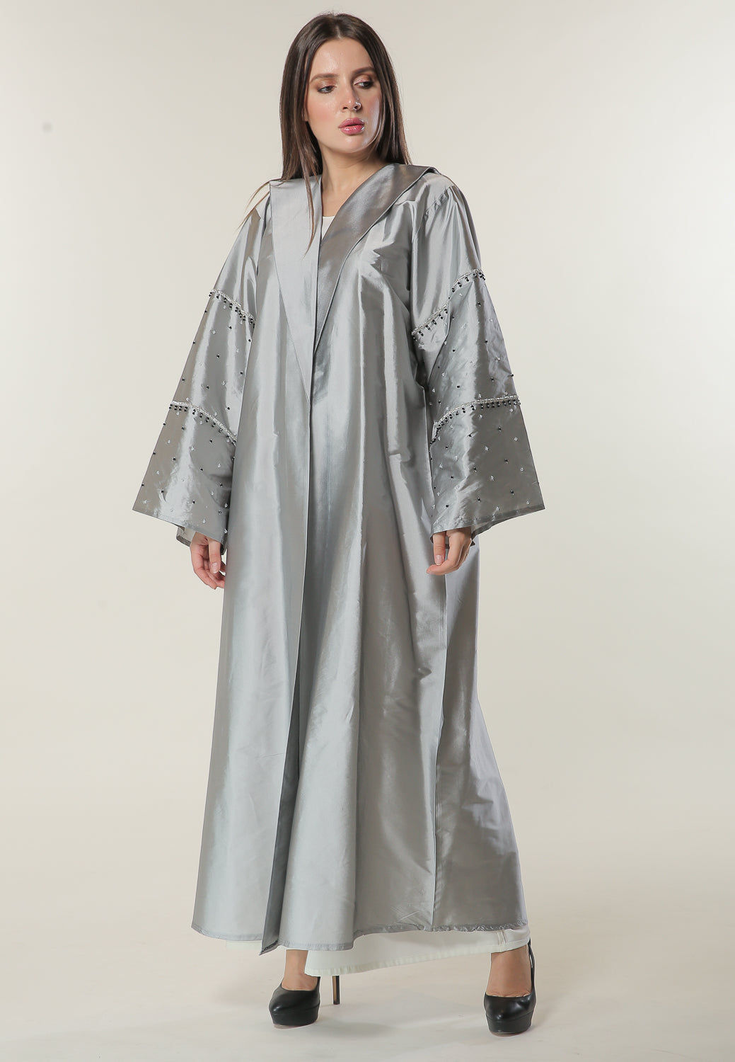 MOiSTREET Silver Formal Abaya
