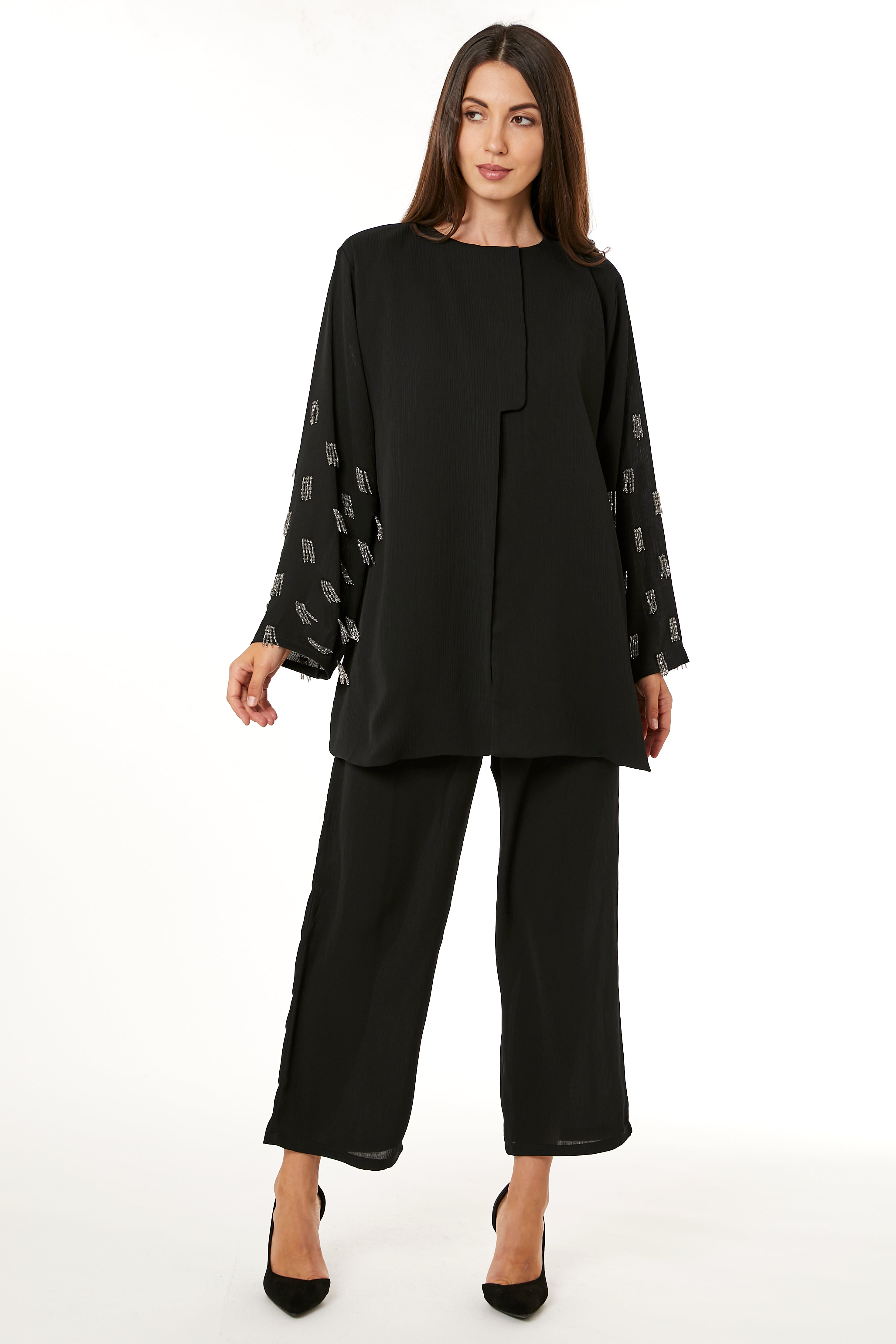 Black Zoom Top and Pants Set