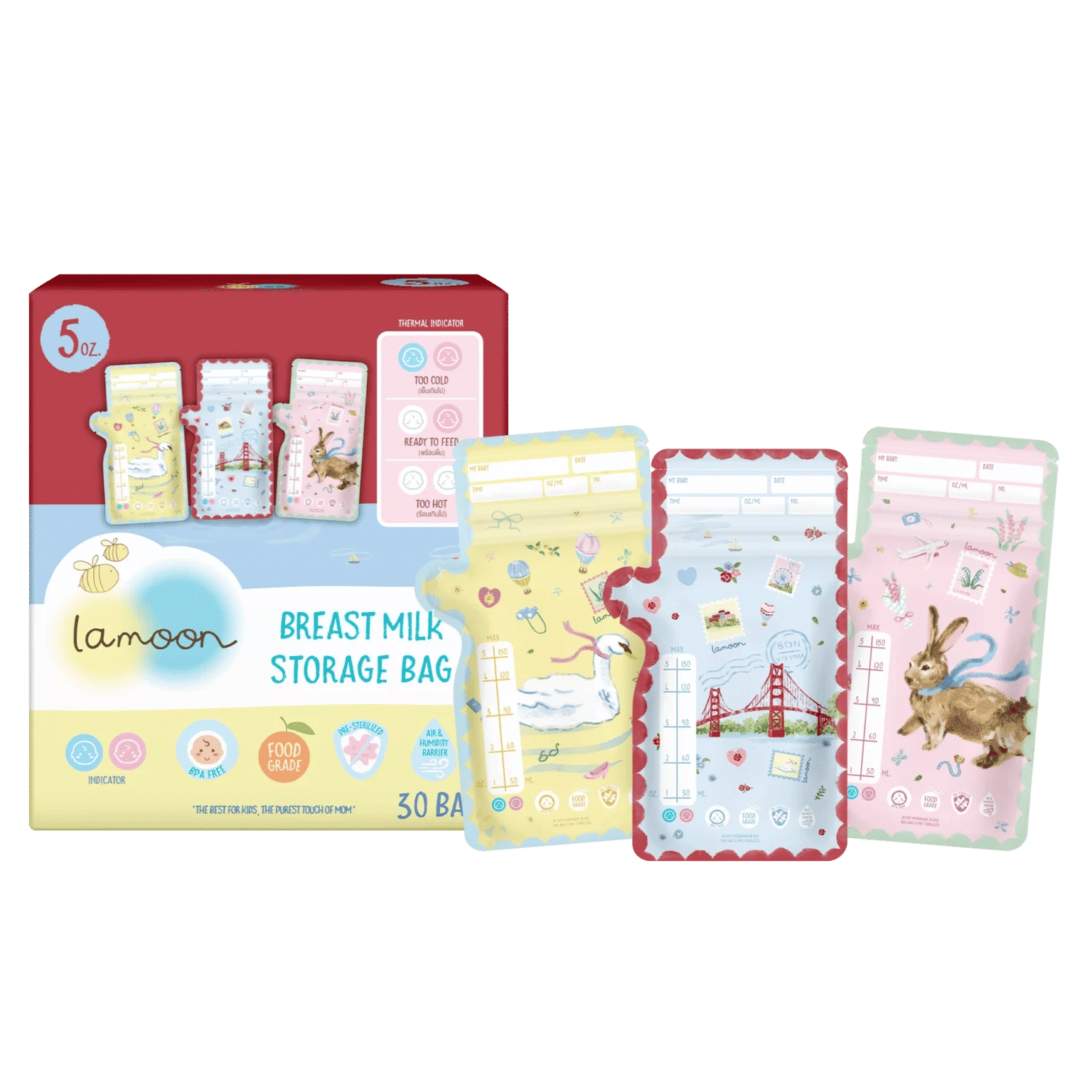 Lamoon Breast Milk Storage Bag 30 Bags 150ml