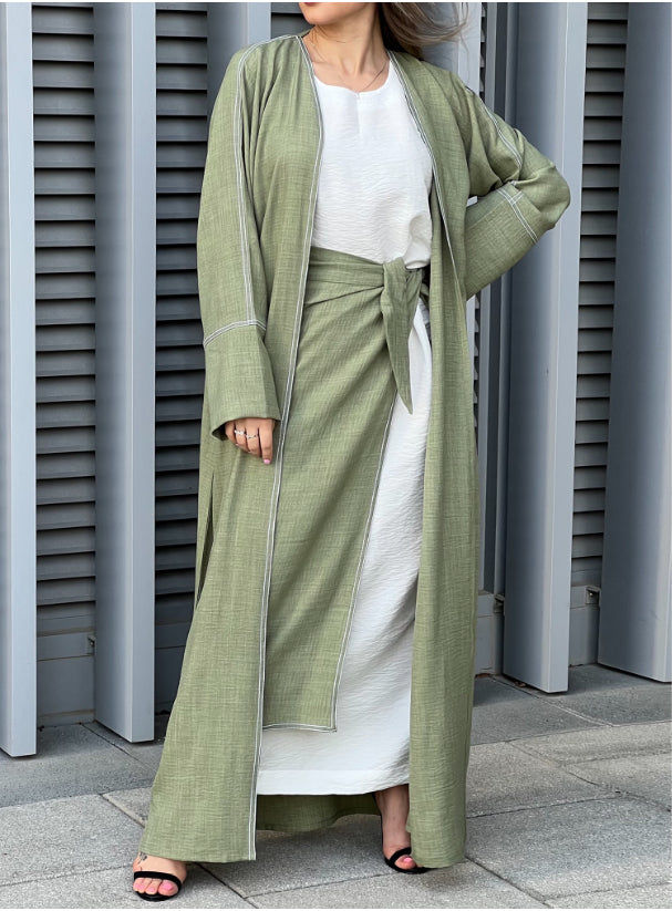 MOiSTREET Green Louise Crepe Abaya Set