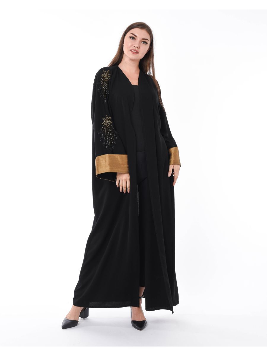 MOiSTREET Black Exotic Abaya Embellished with Hand Embroidery
