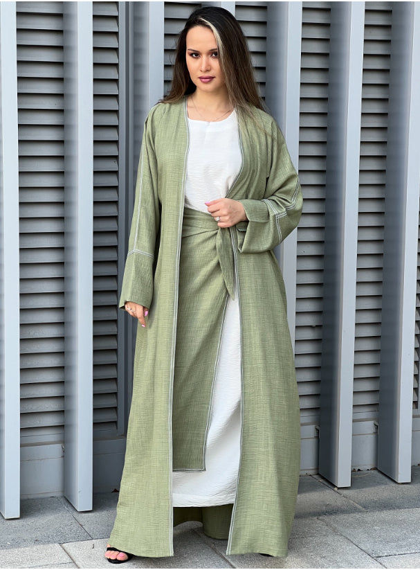 MOiSTREET Green Louise Crepe Abaya Set