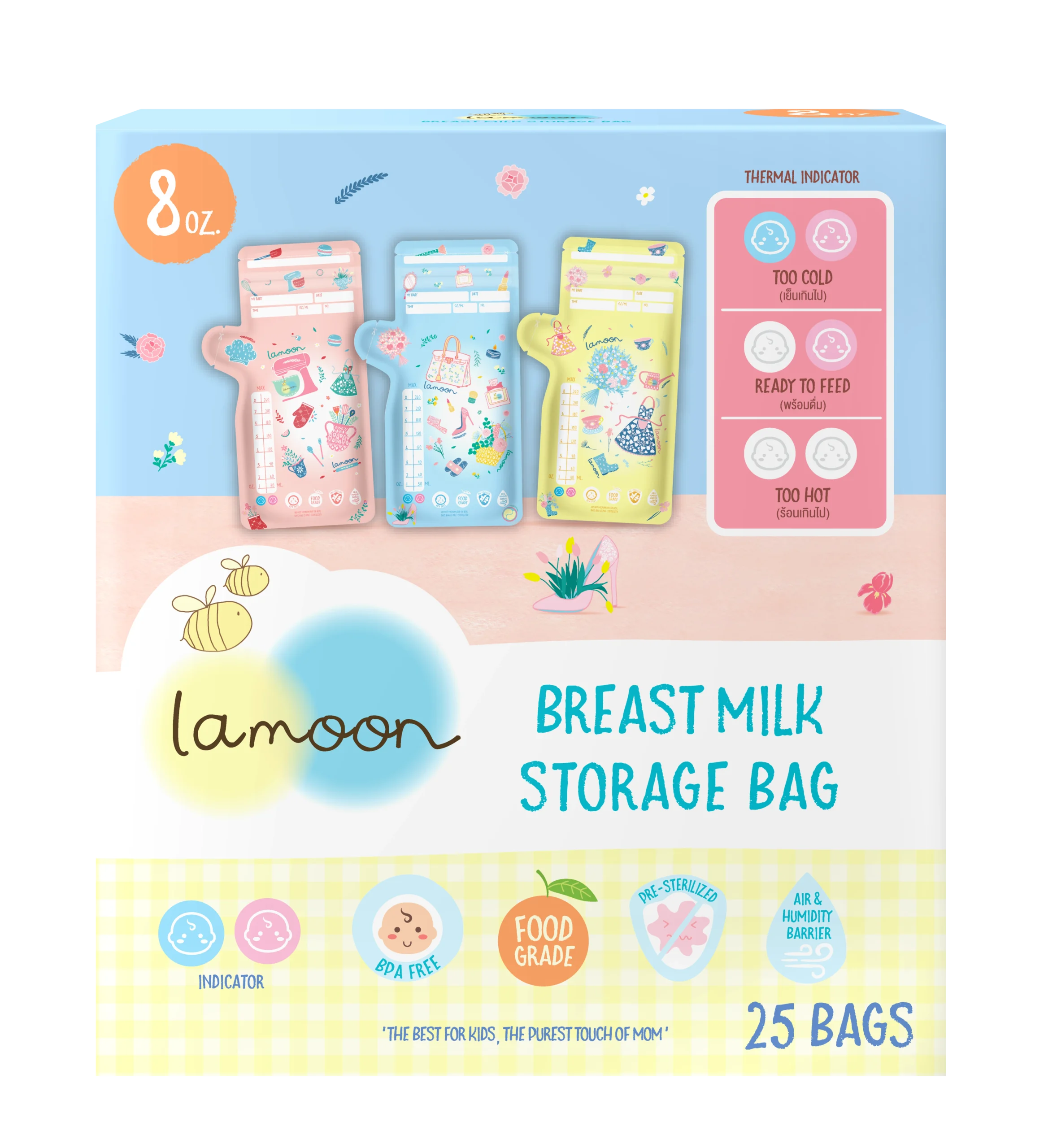 Lamoon Breast Milk Storage Bag 25 Bags 240ml