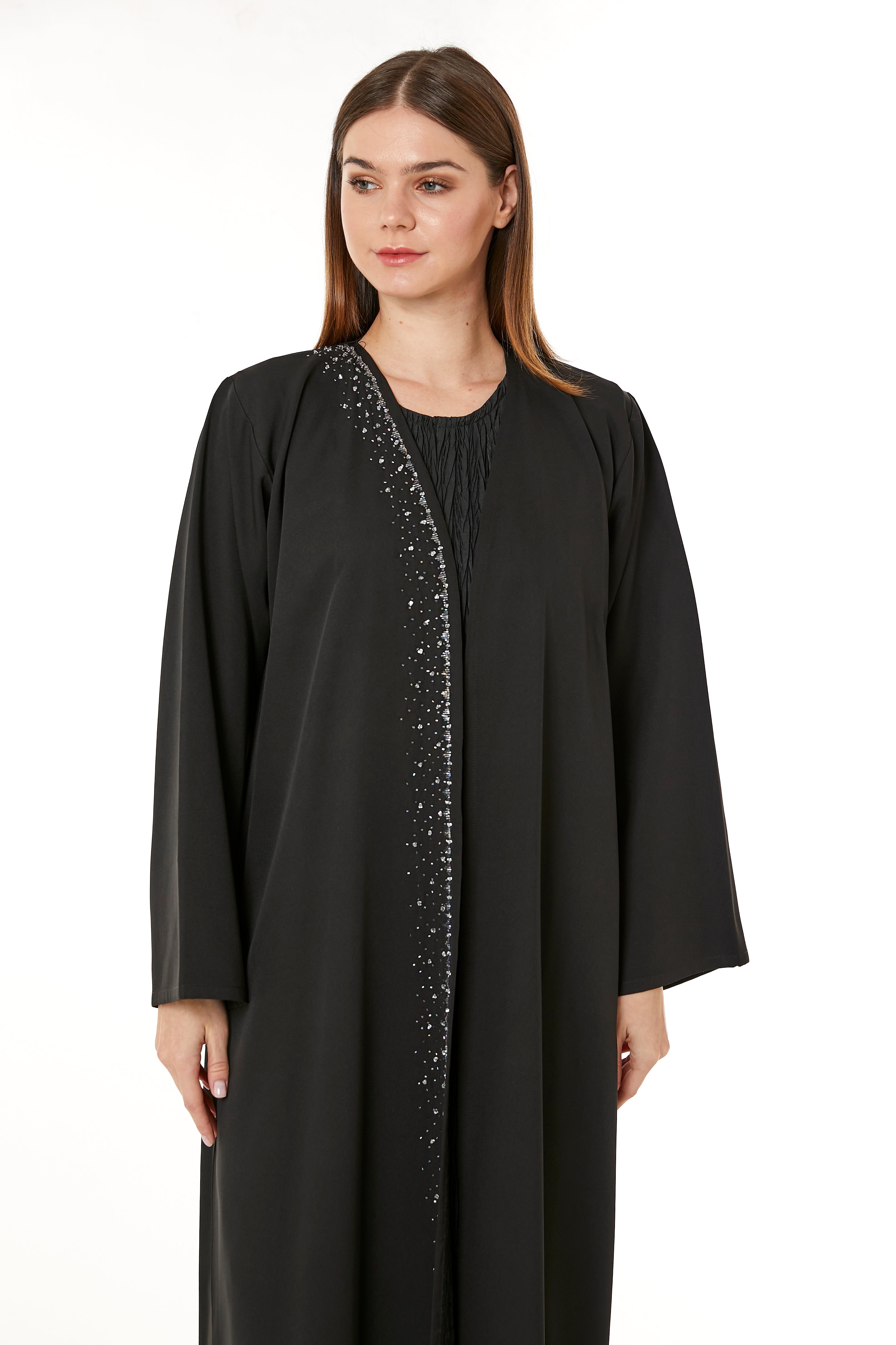Black Barbie Crepe Hand Embellished Abaya