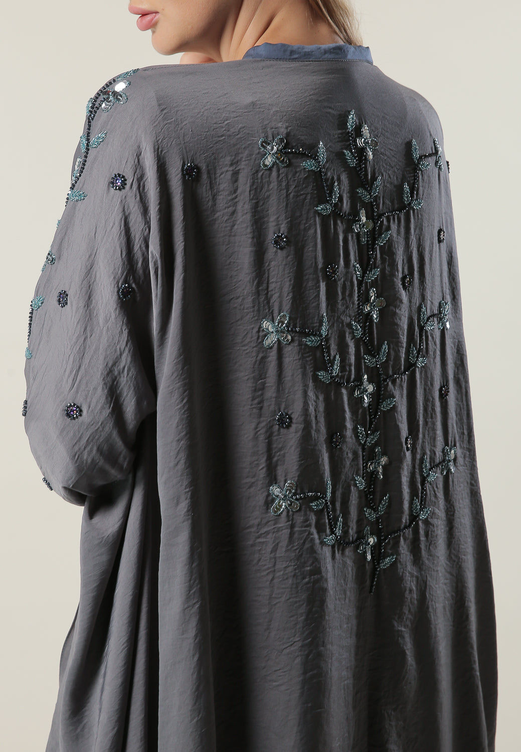 MOiSTREET  Colorblock Layered Abaya with Handwork