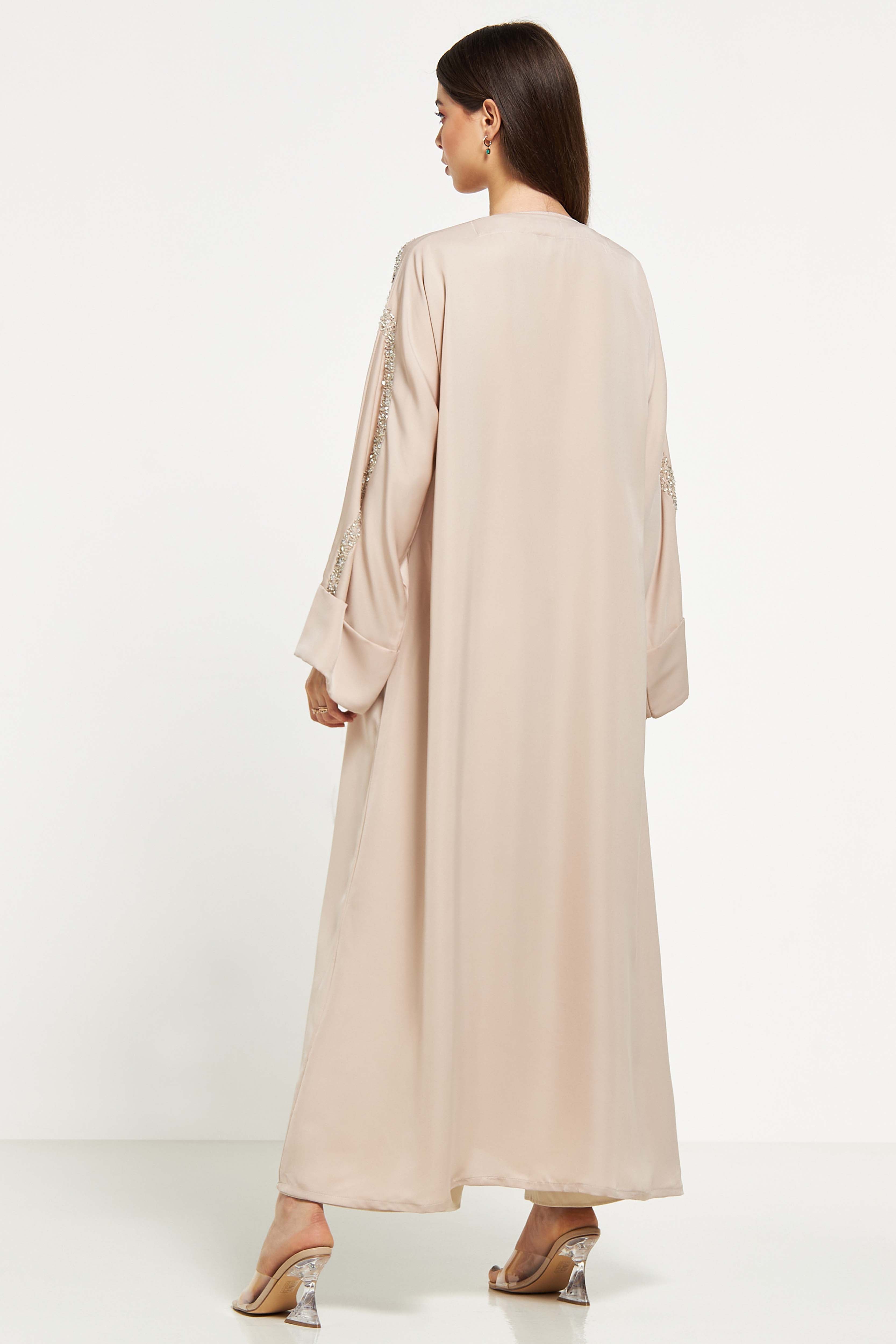 MOiSTREET Embellished Abaya with Sheila