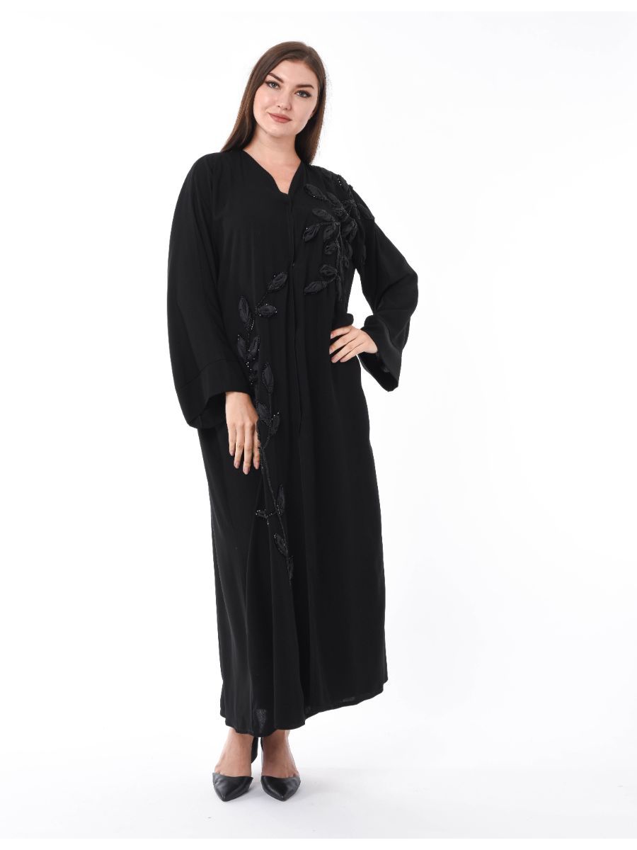 MOiSTREET Black Exotic Abaya with Hand Embroidery and Patchwork