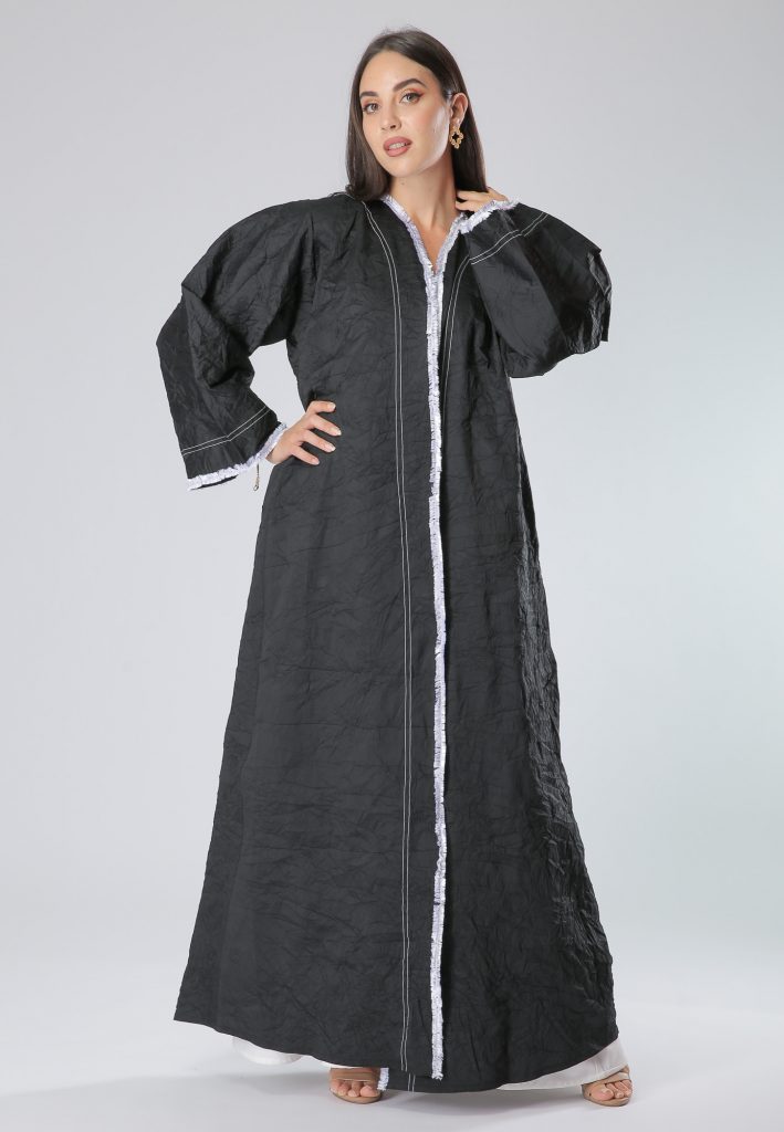 MOiSTREET Trimmed Lace Abaya Dress