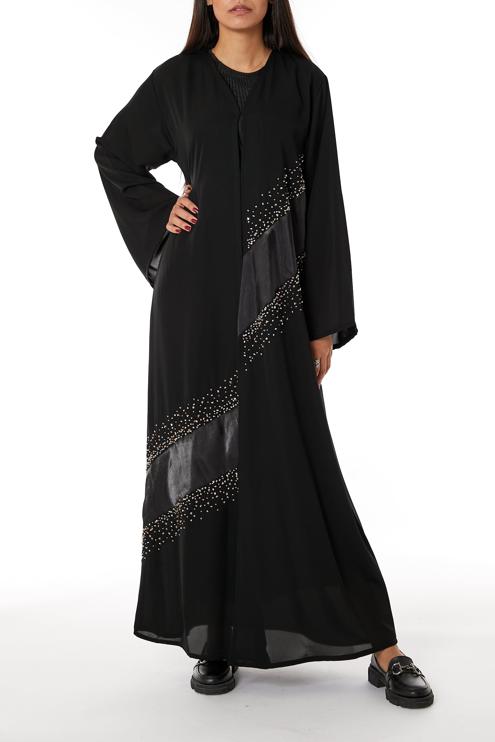 MOiSTREET Black Nida Embellished Abaya