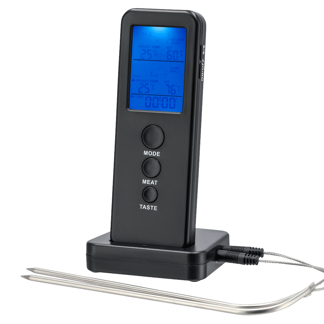 XAVAX 110207 Digital Roasting Thermometer with Timer, Radio Sensor, 2 Probes