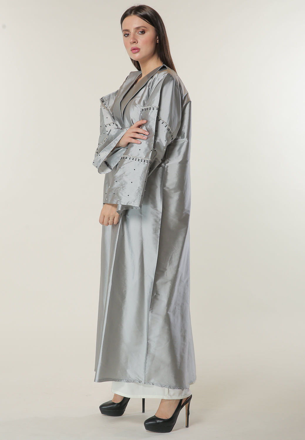 MOiSTREET Silver Formal Abaya