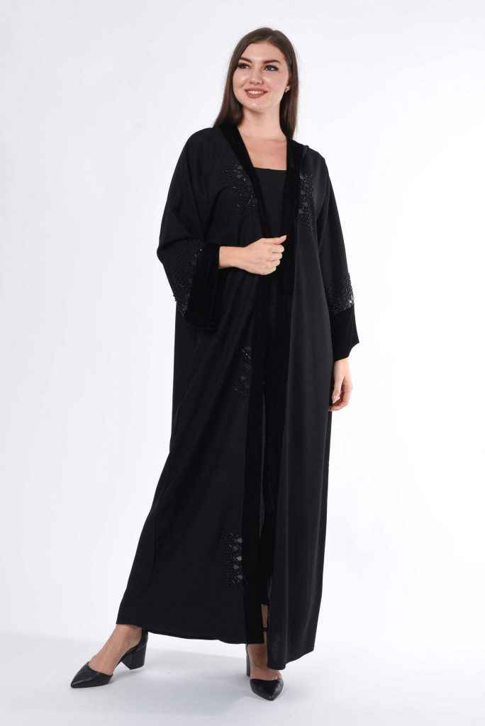 MOiSTREET Front Open Abaya With Hand Embroidery
