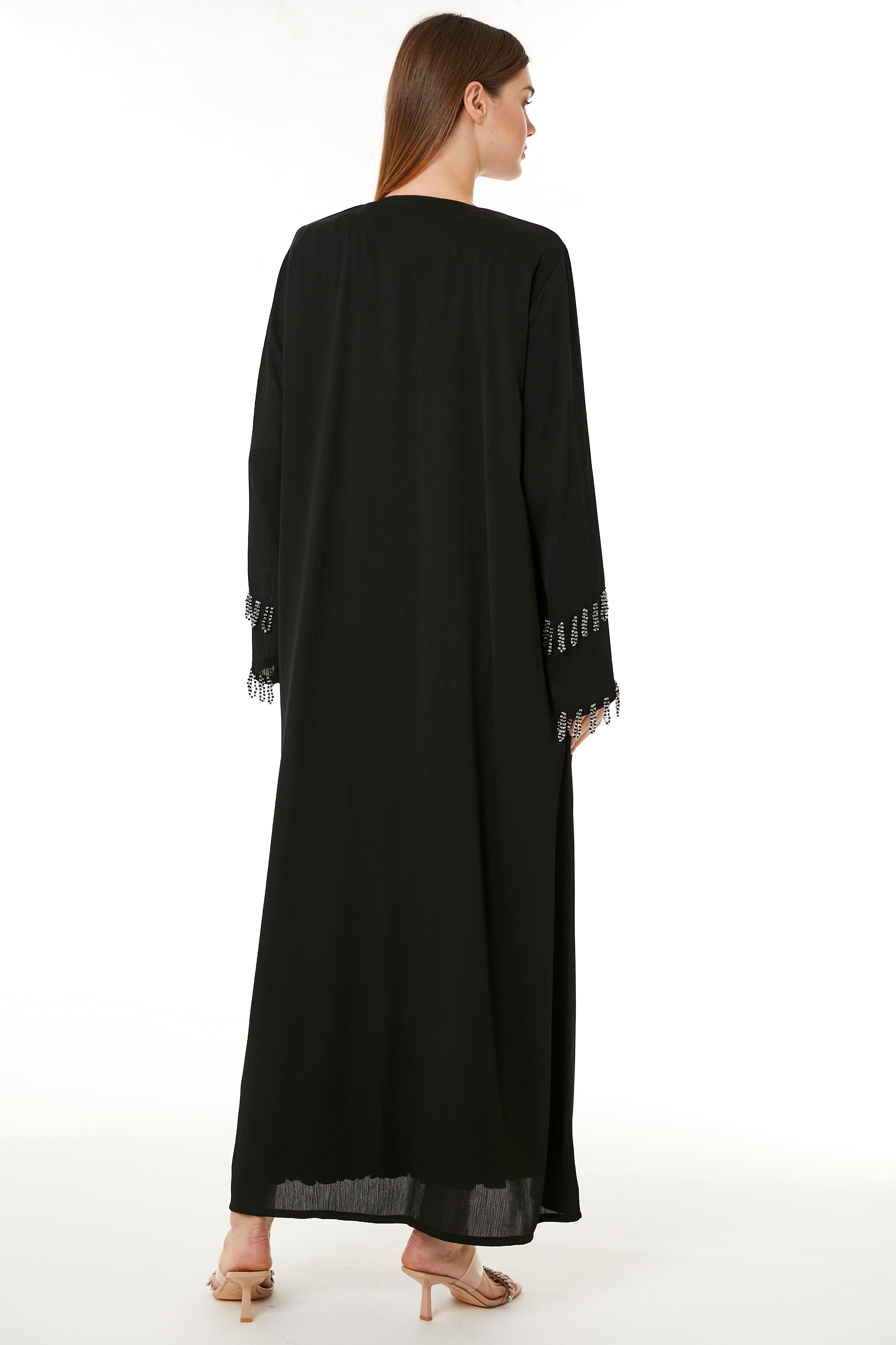 Black Zoom Hand Embellished Abaya