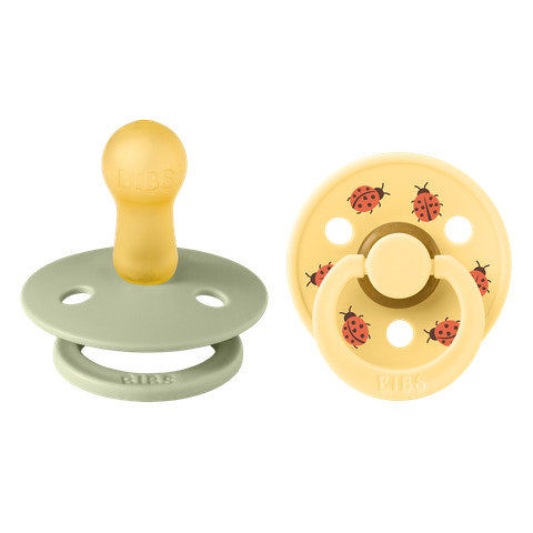 BIBS Pacifier Studio Colour 2 PACK Ladybug Latex Size 2- Sage Mix