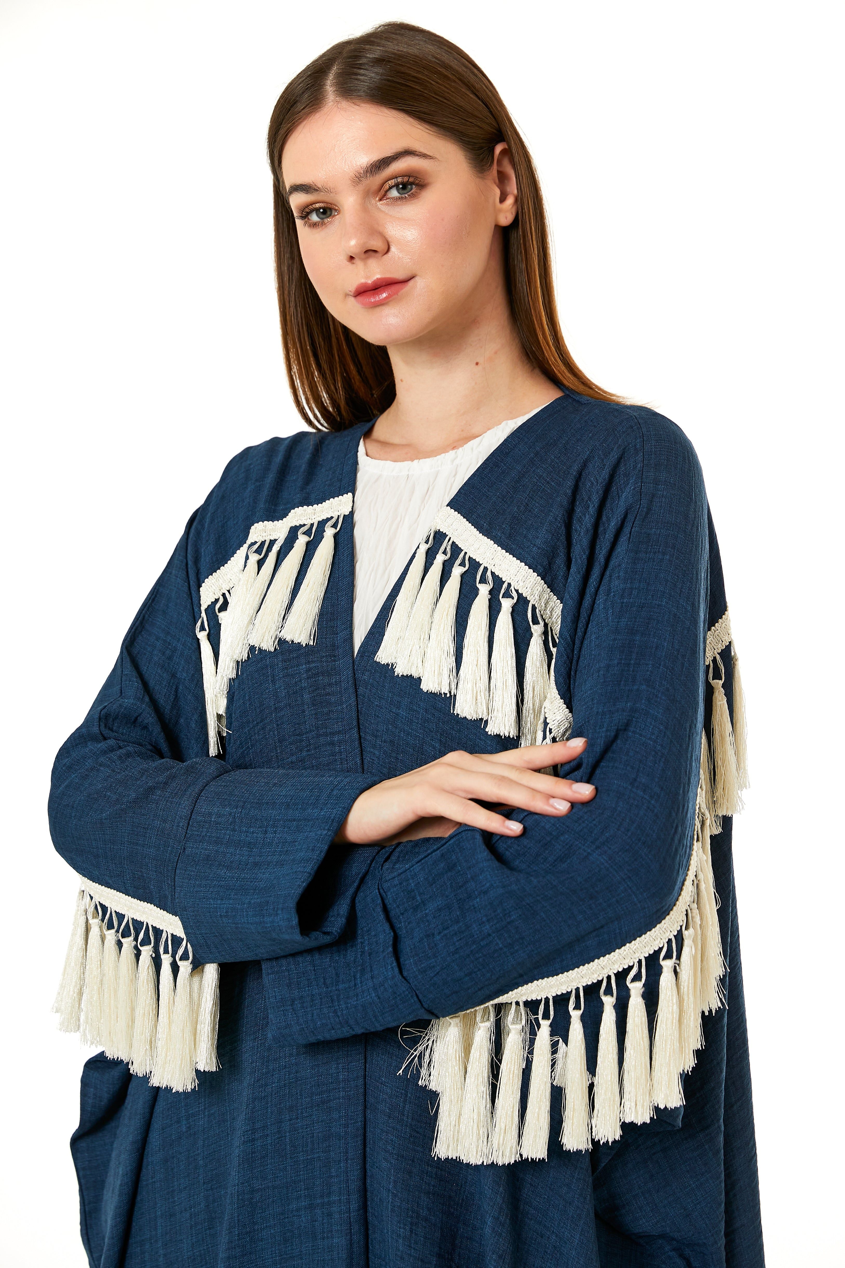 MOiSTREET Navy CEY Melange Abaya