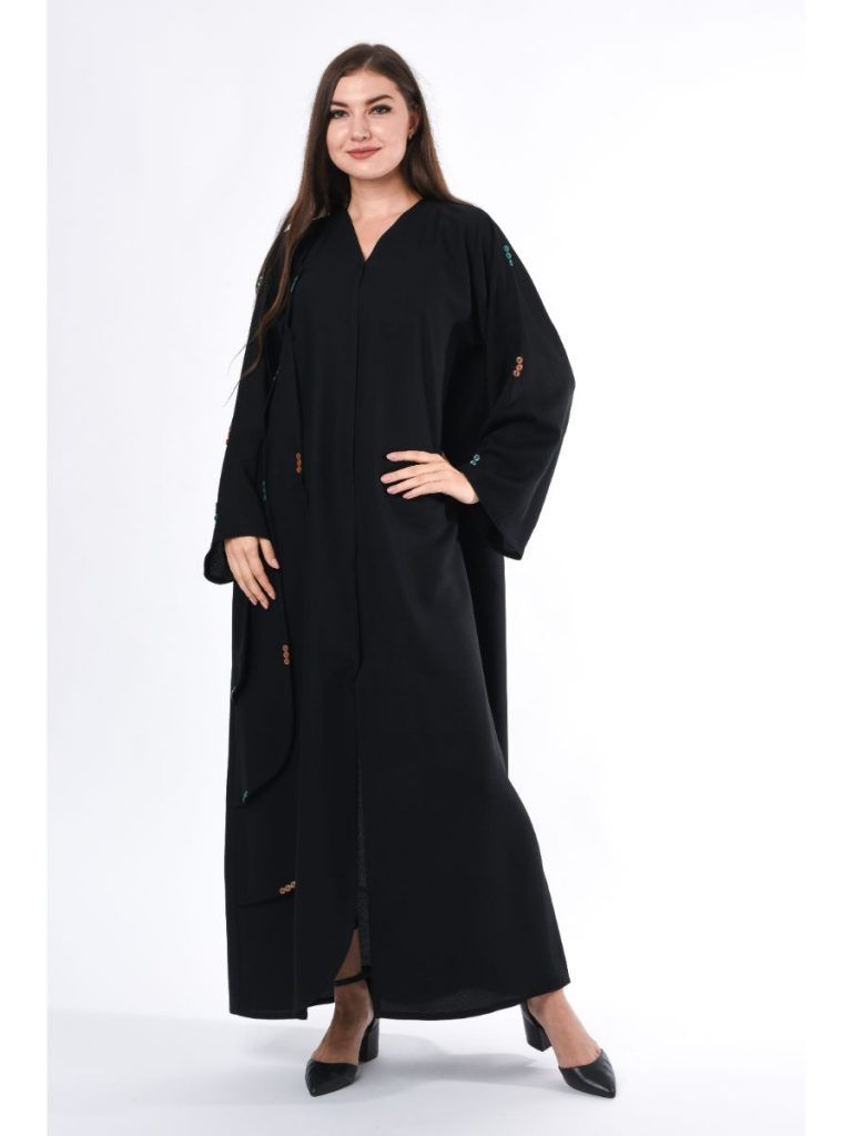 MOiSTREET Black Abaya with Button Detailing