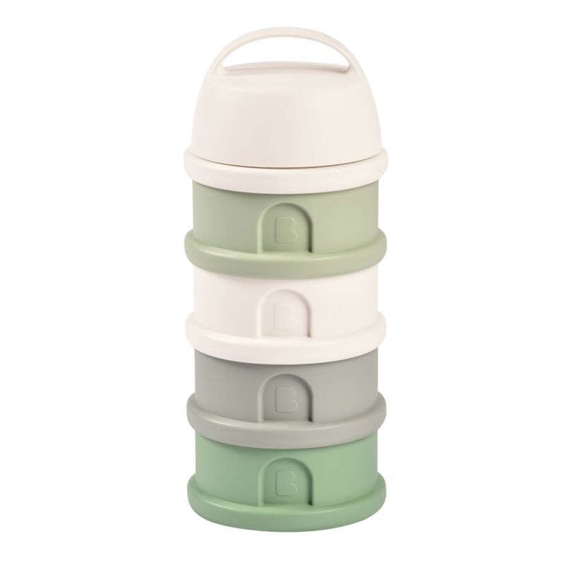 Beaba Formula Milk Container 4 Compartments Cotton white Sage green