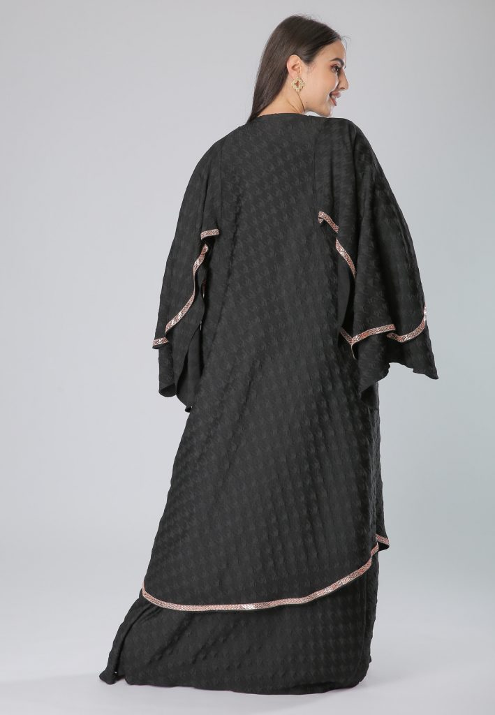 MOiSTREET Batwing Sleeves Flared Abaya