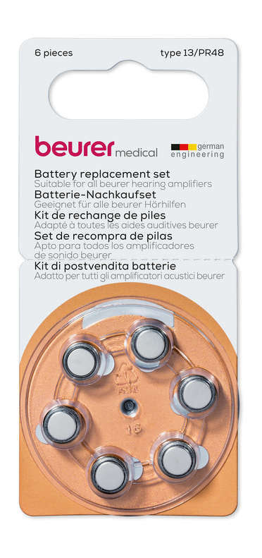 BEURER C50 641.04 6PCS HEARING AID BATTERY TYPE13/PR48
