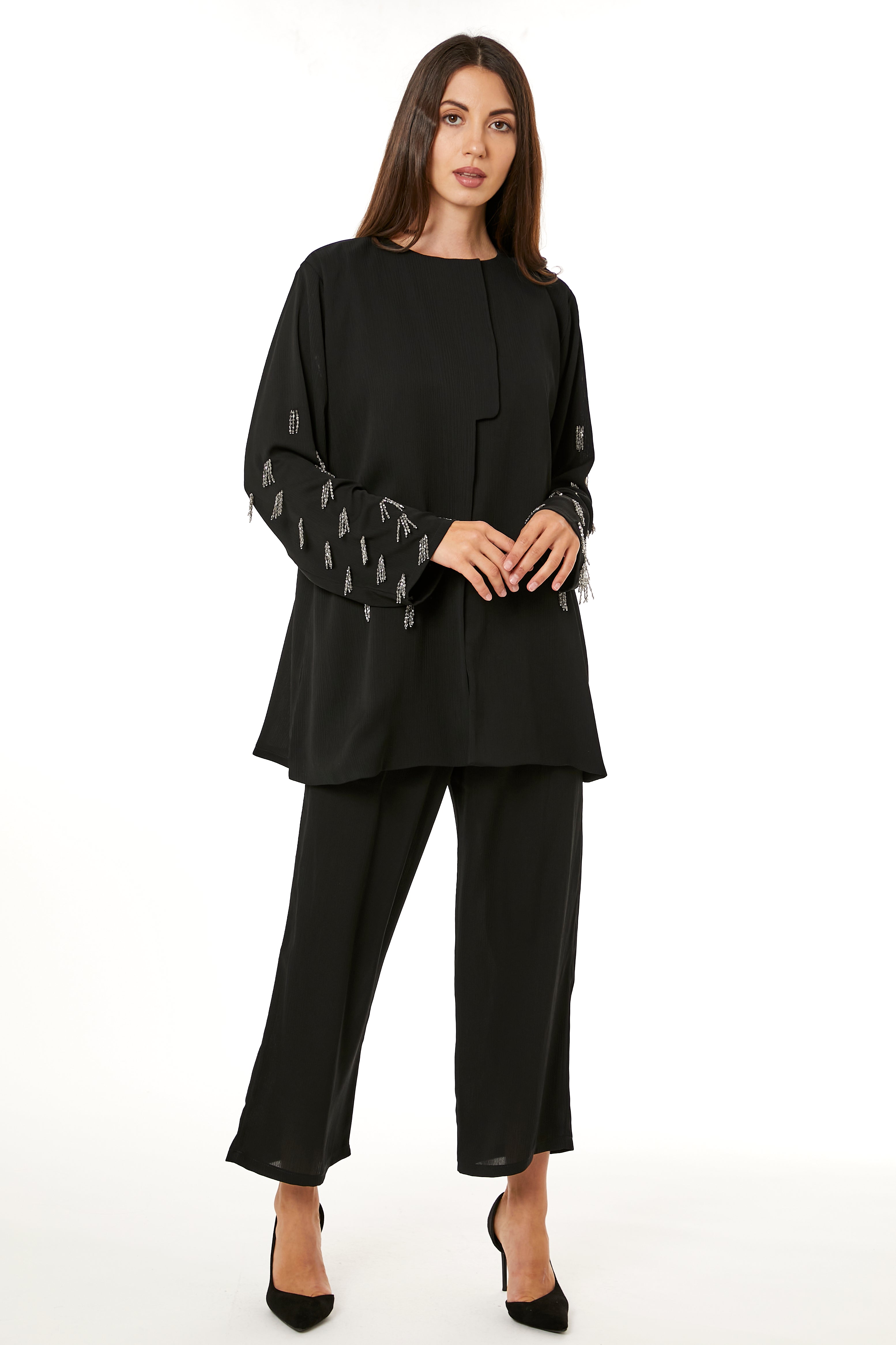 Black Zoom Top and Pants Set