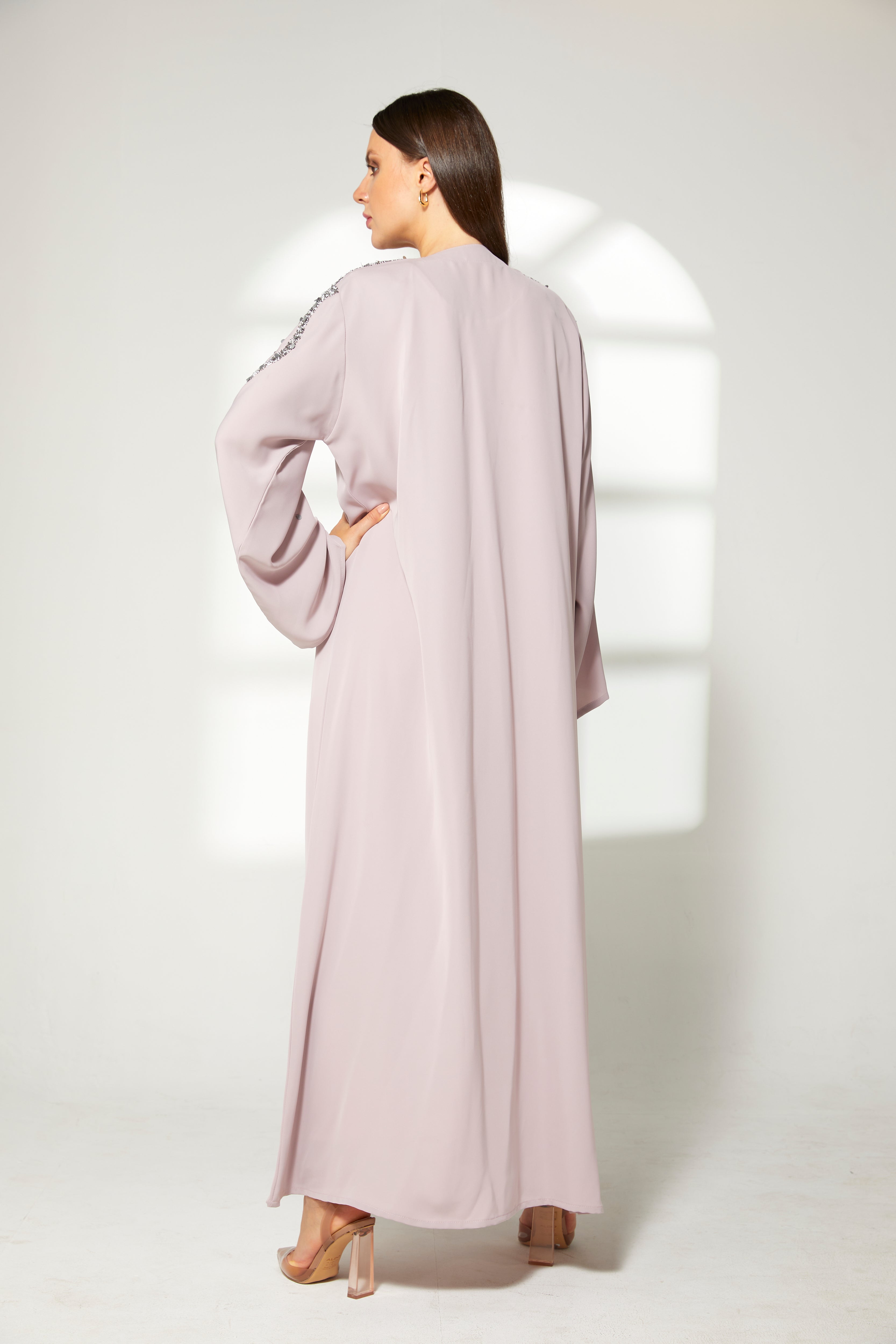 MOiSTREET Lavender Korean Nida  Embroidered Abaya