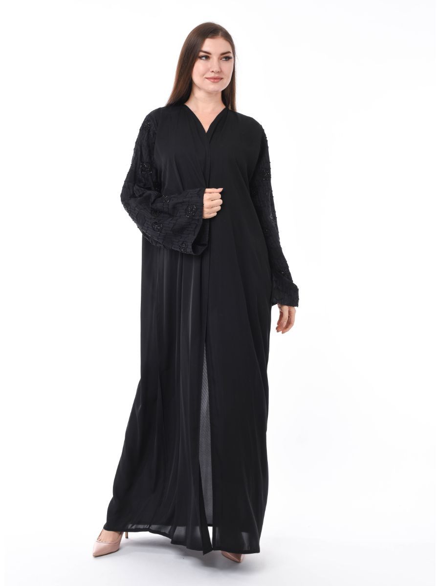MOiSTREET Black Abaya with Hand Work