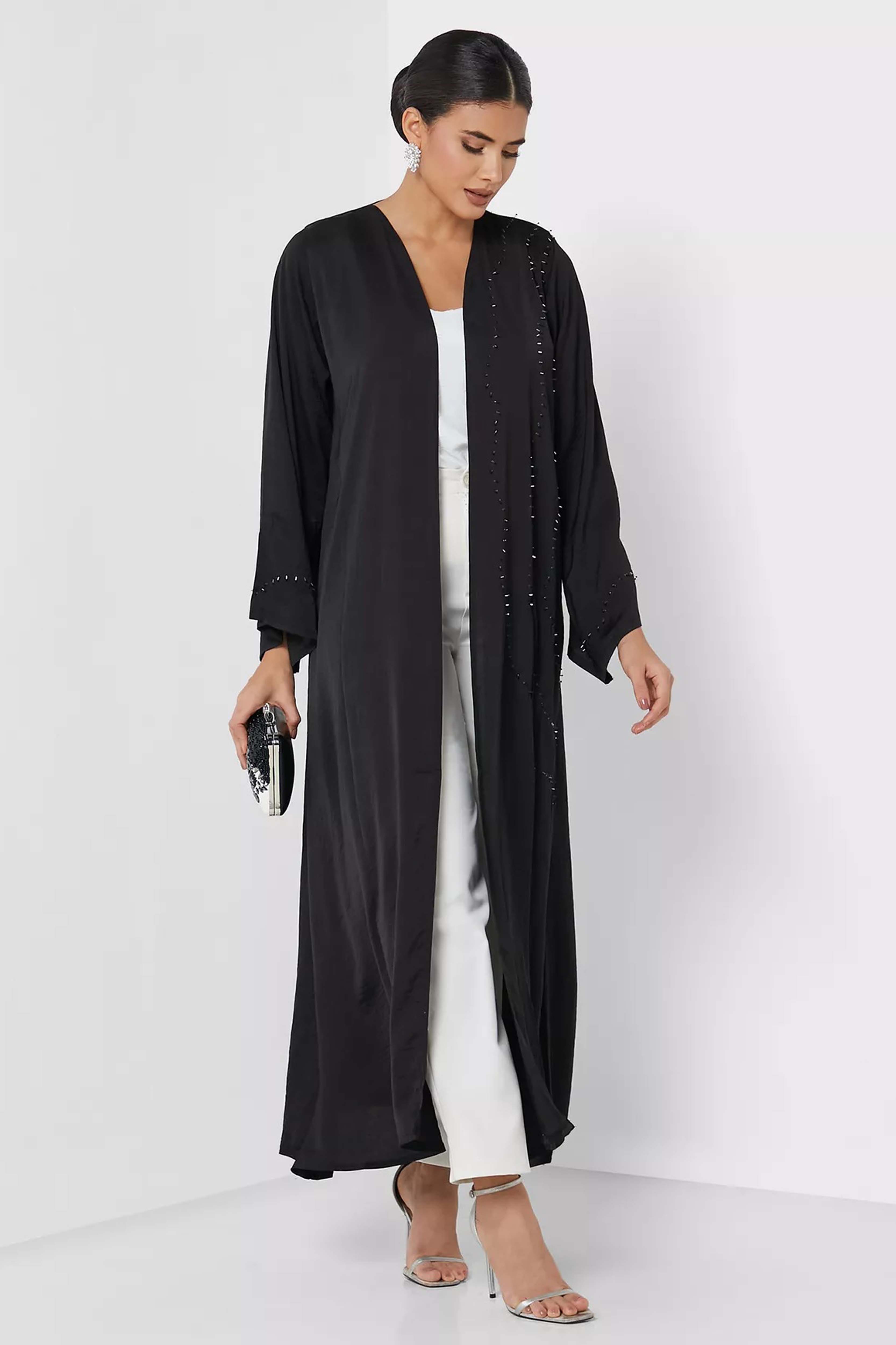 MOiSTREET Classic  Harir Maqsood Abaya With Handwork