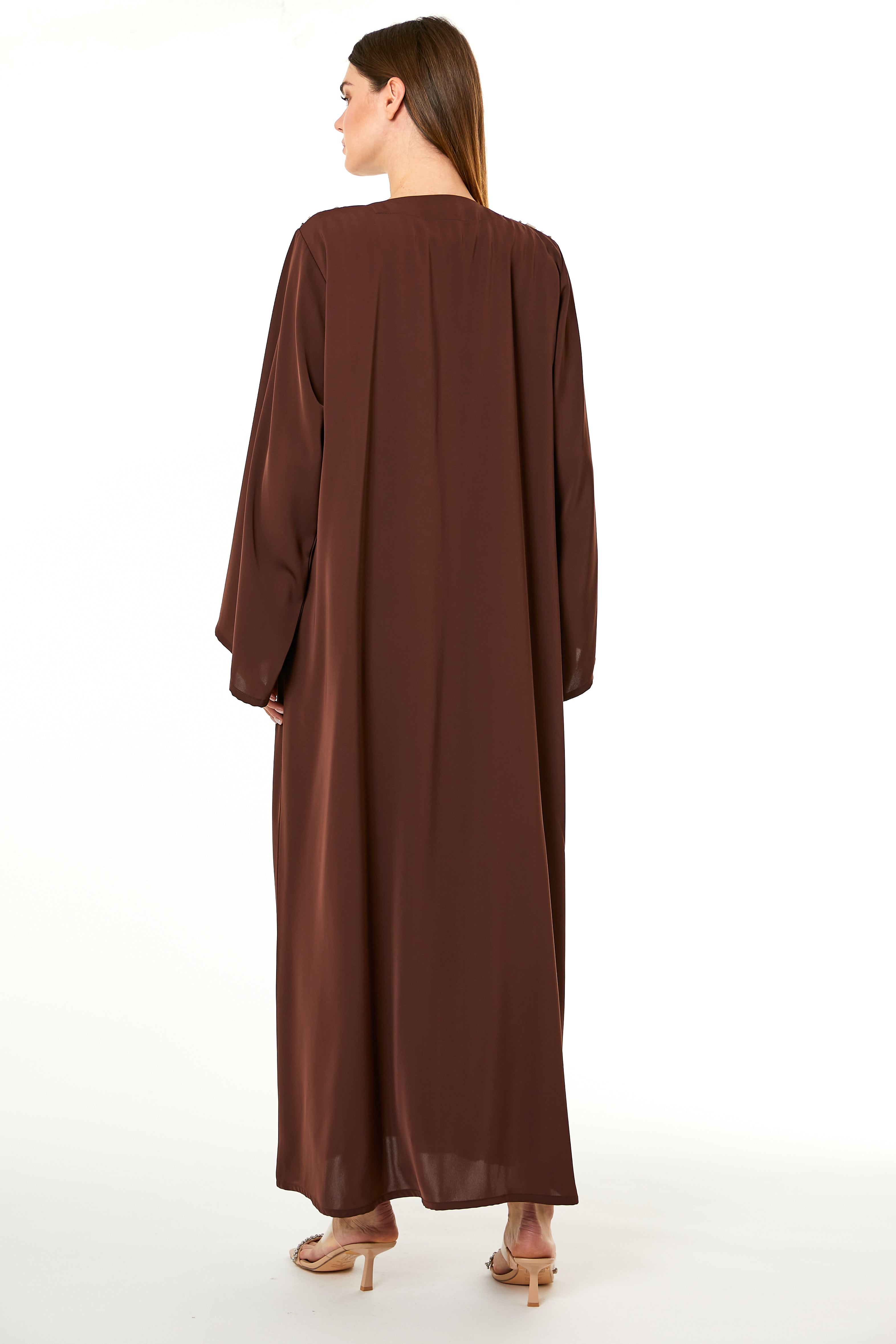 Brown Korean Nida Hand Embellished Abaya