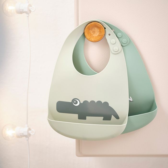 Done By Deer Silicone Bib 2-Pack Croco Green