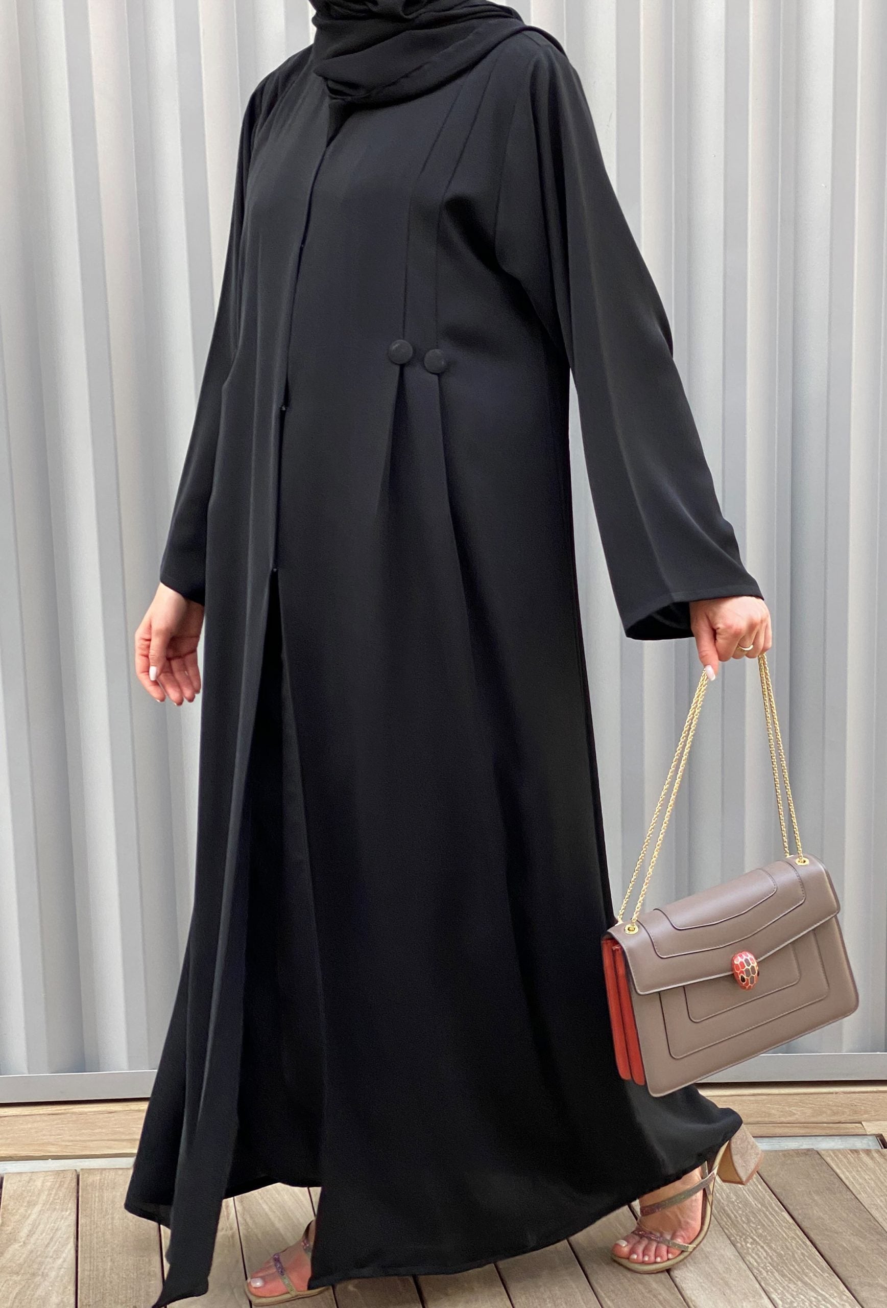MOiSTREET Black Nada Abaya Set Comes with Under Dress & Sheila