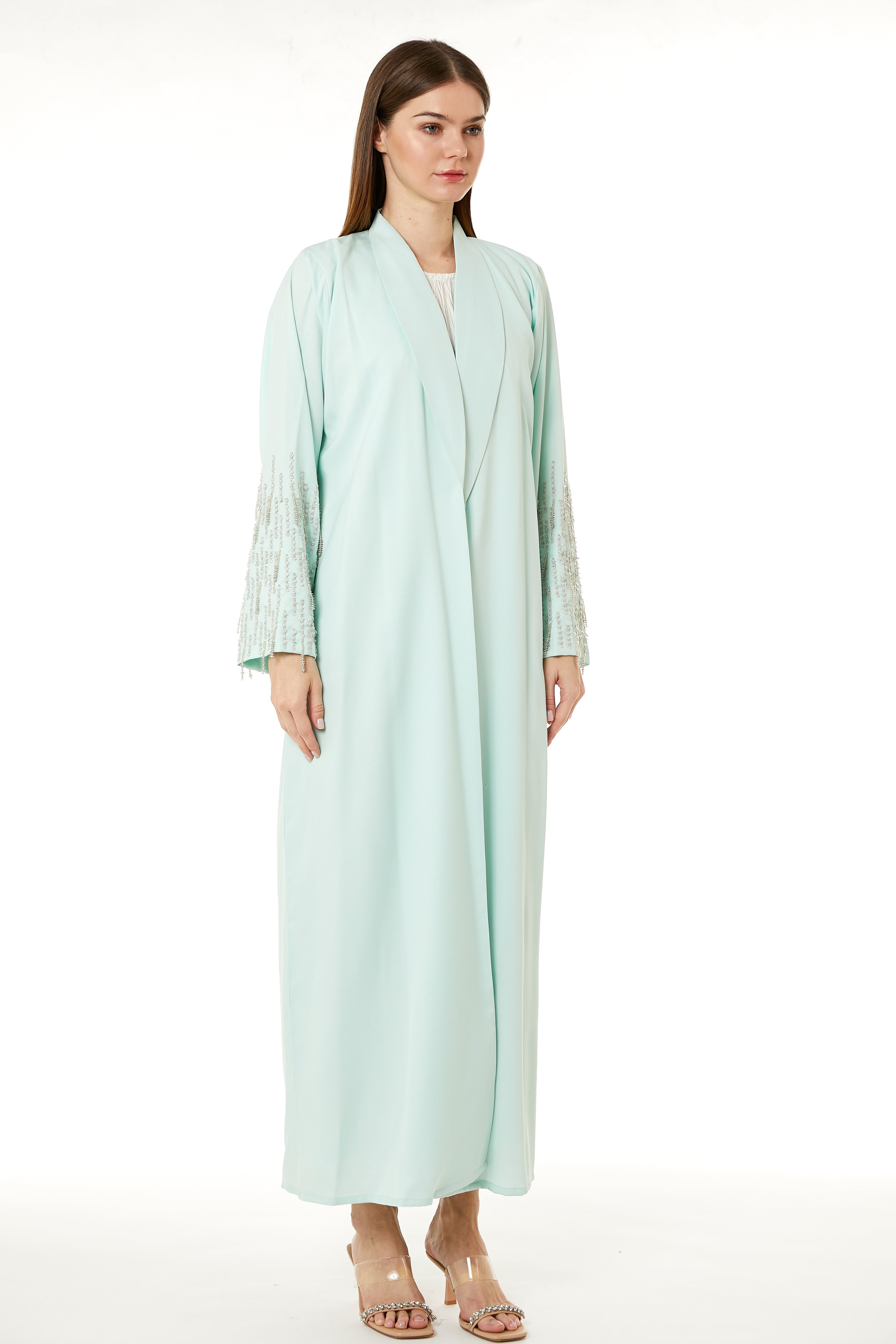 MOiSTREET Green Korean Nida Hand Embellished Abaya