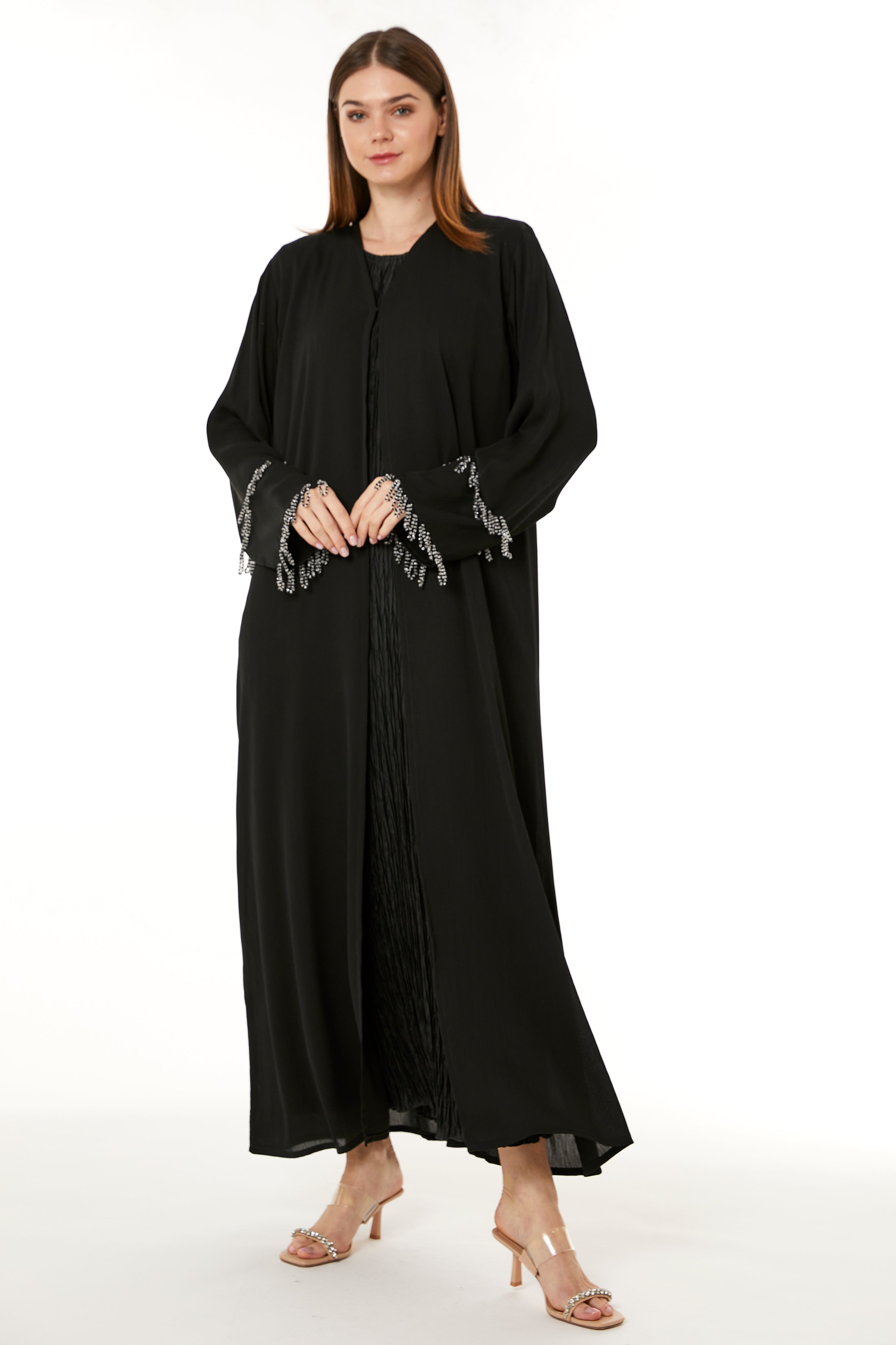 Black Zoom Hand Embellished Abaya