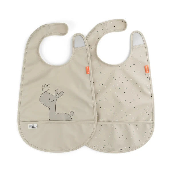 Done By Deer Bib W/Velcro 2-Pack Lalee Sand