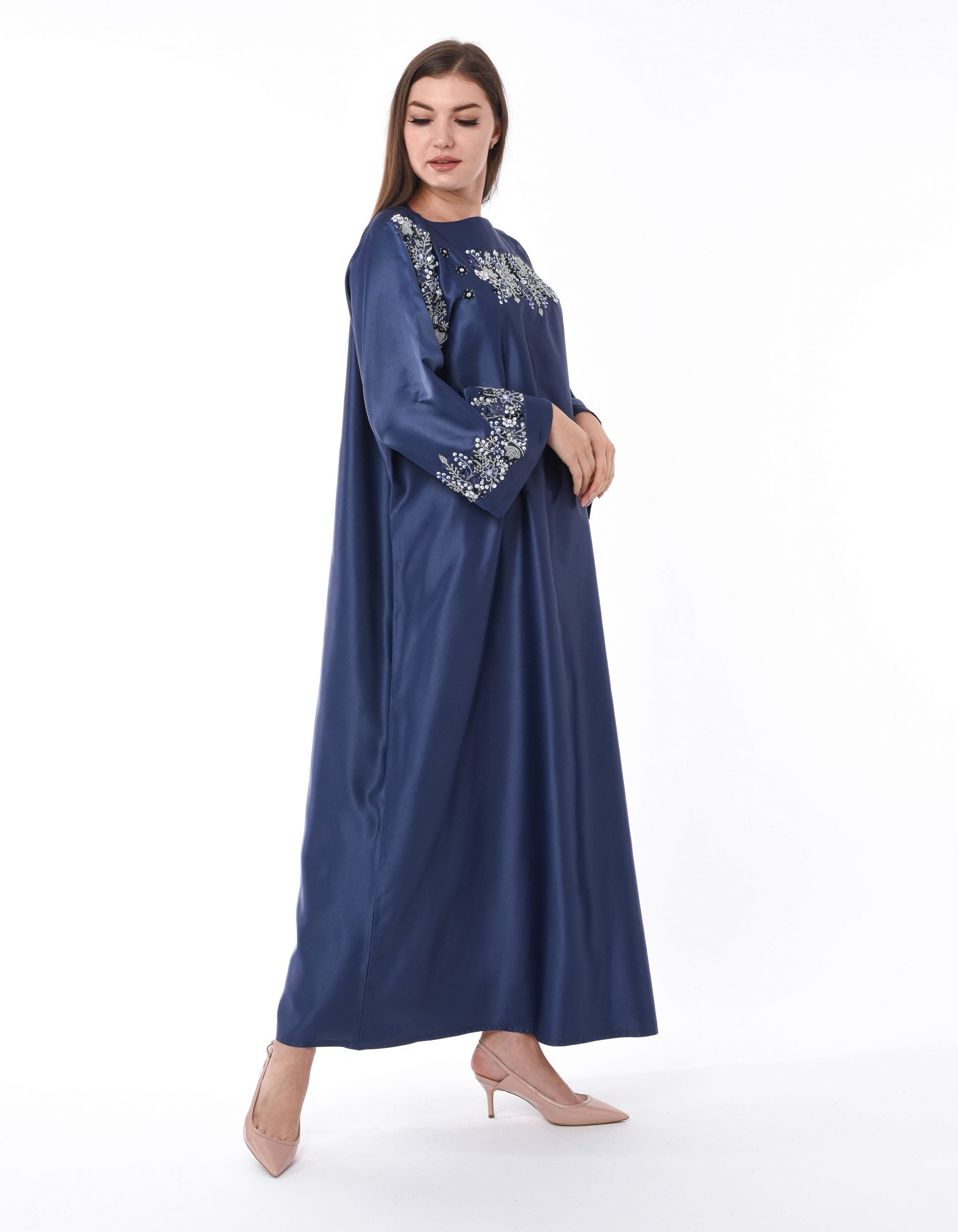 MOiSTREET Navy Kaftan with Decorative Hand Embroidery