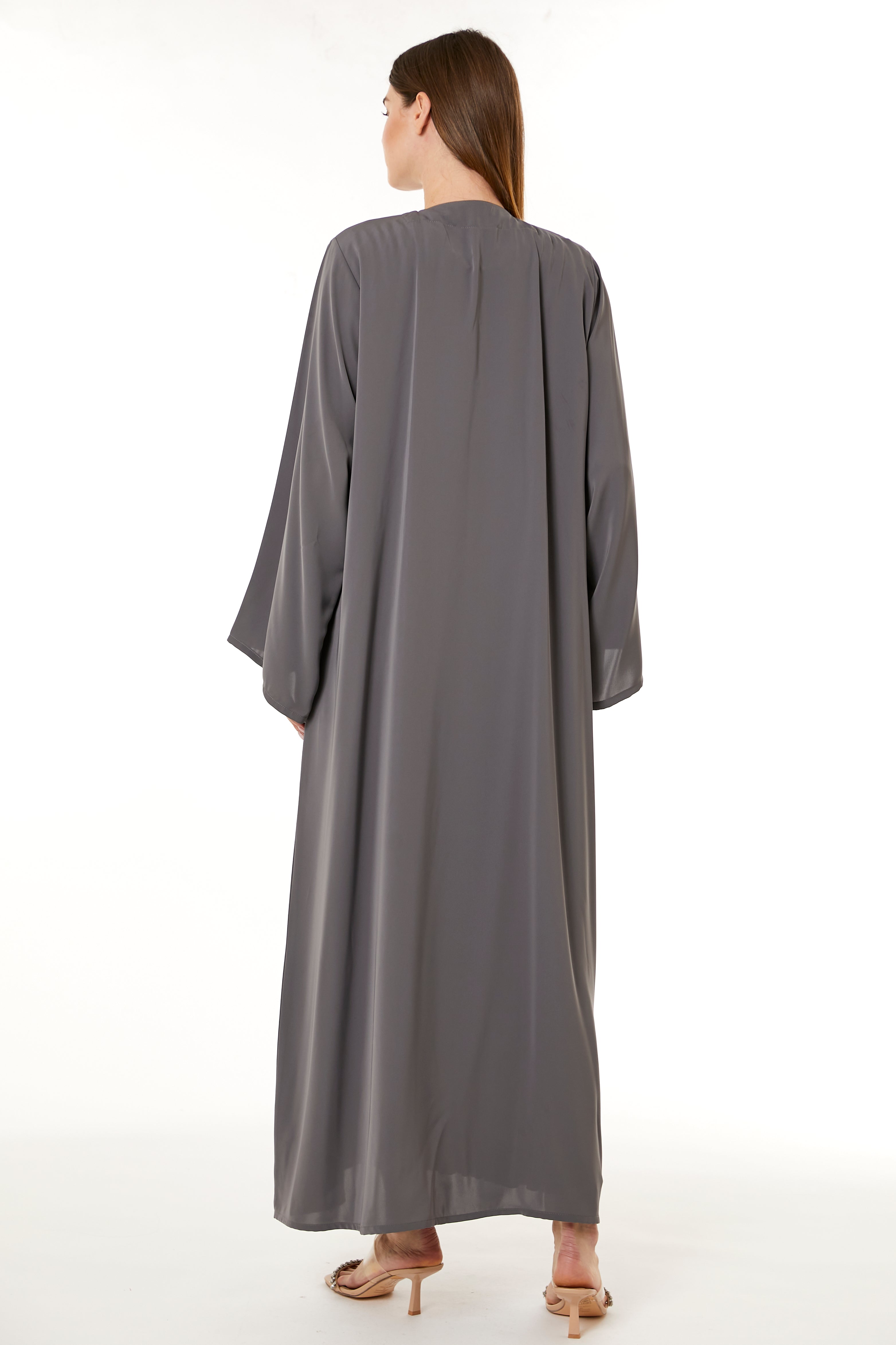 Grey Korean Nida Hand Embellished Abaya