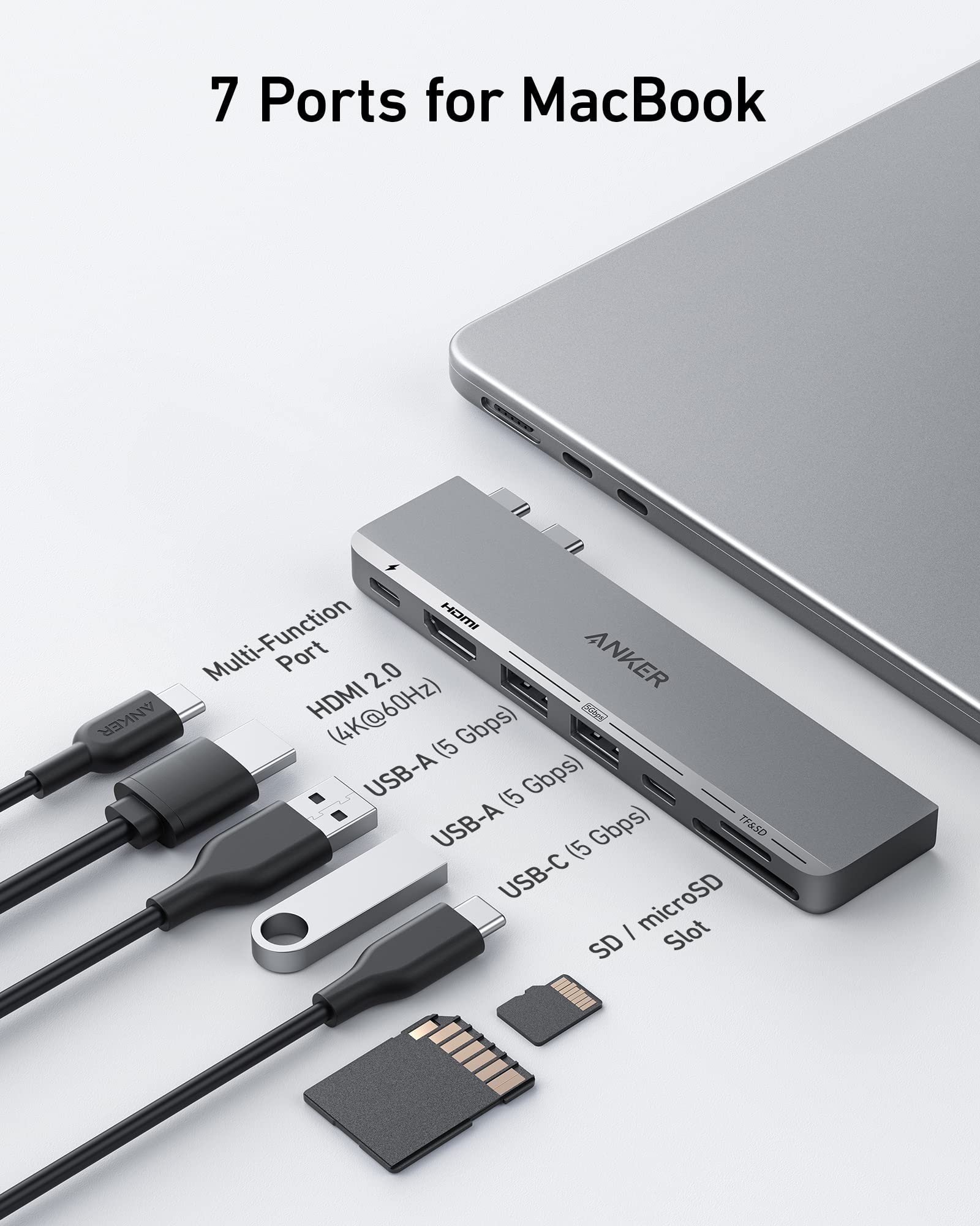 Anker 547 USB-C Hub 7-in-2 for MacBook B2B, UN Gray