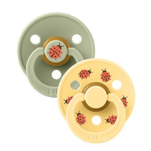 BIBS Pacifier Studio Colour 2 PACK Ladybug Latex Size 2- Sage Mix