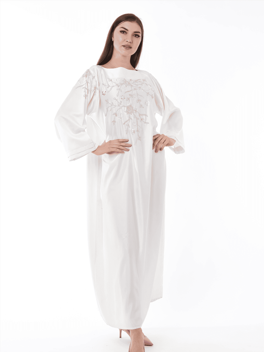 MOiSTREET White Kaftan with Hand Embroidery