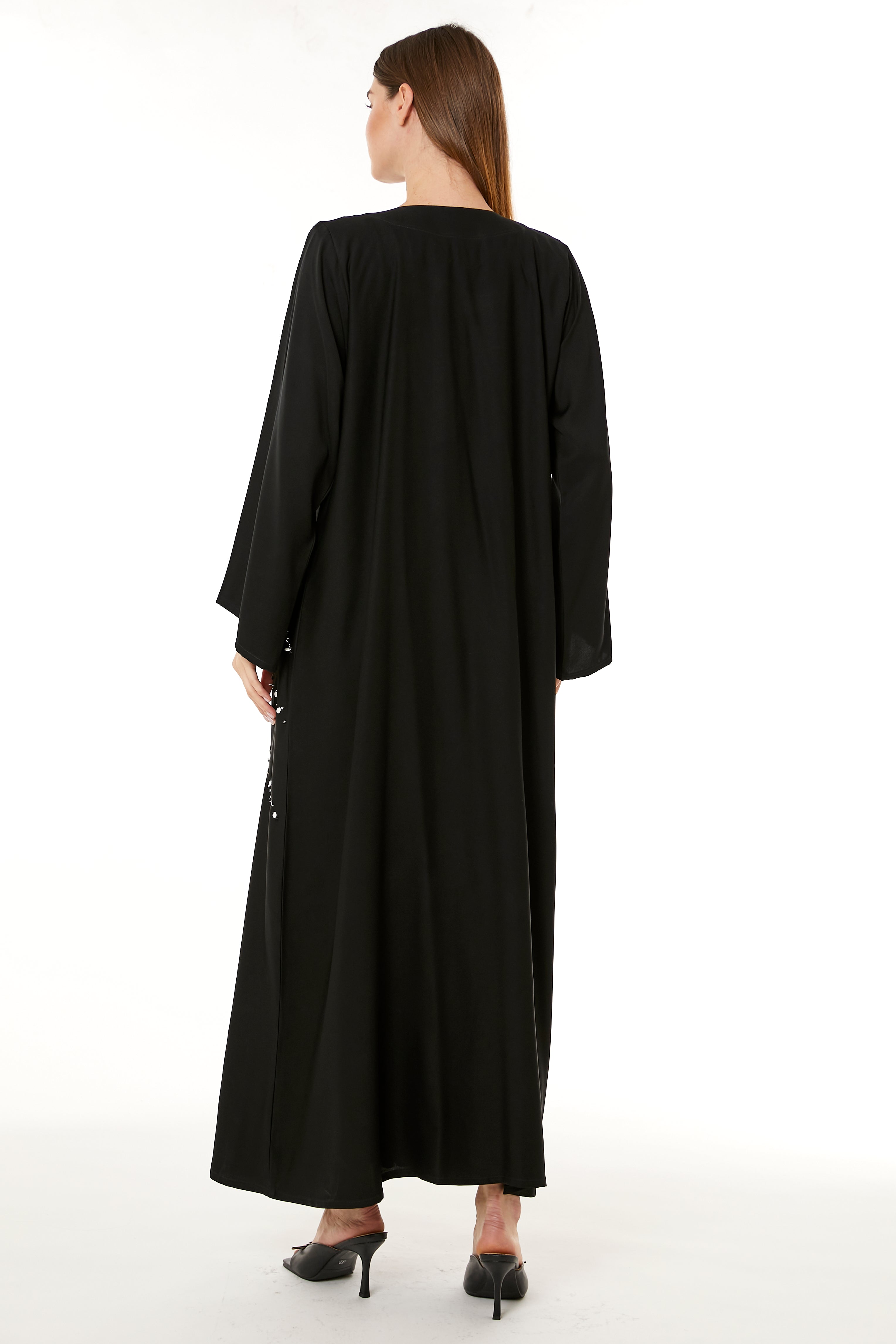 Black Indonesian Crepe Hand Embellished Abaya